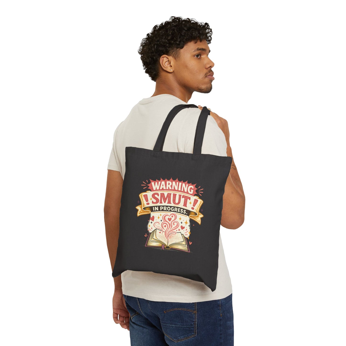 Tote Bag — "Warning: Smut in Progress" Cute Booklover Canvas Tote