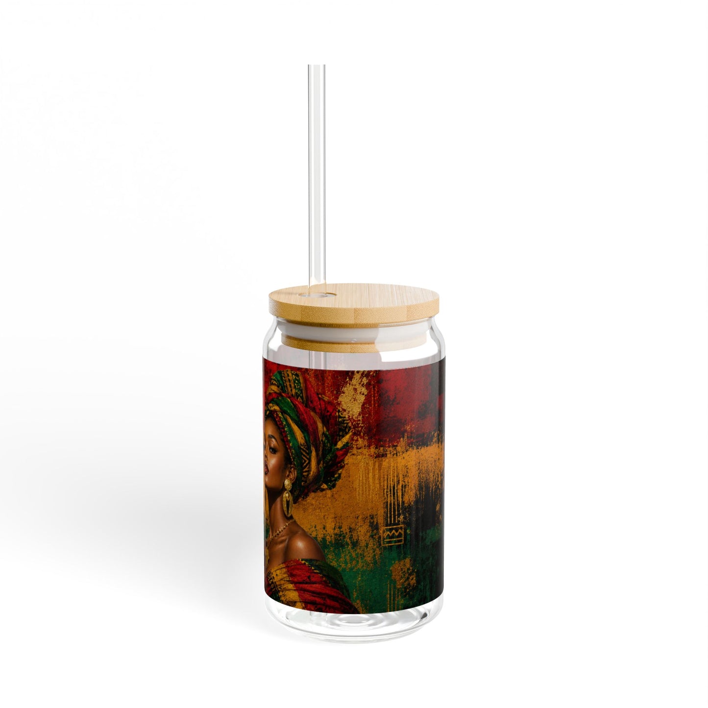 Ghana Flag Sipper Glass — 16oz African Queen Design