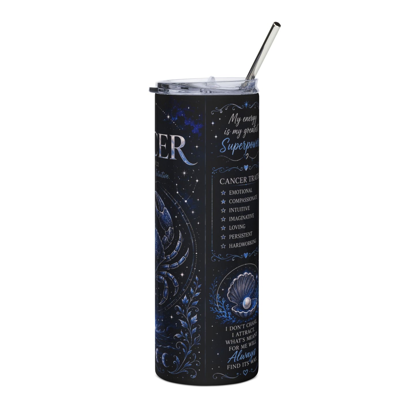 Cancer Zodiac 20oz Stainless Steel Tumbler — Astrological Crab Constellation Design