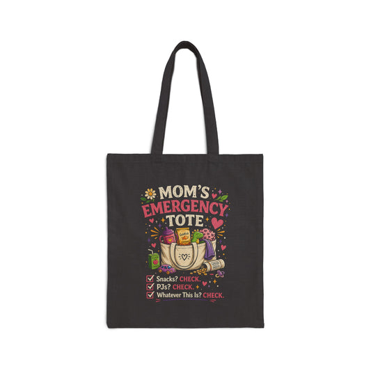 Tote — “Mom’s Emergency Tote” Funny Mom Canvas Market Bag