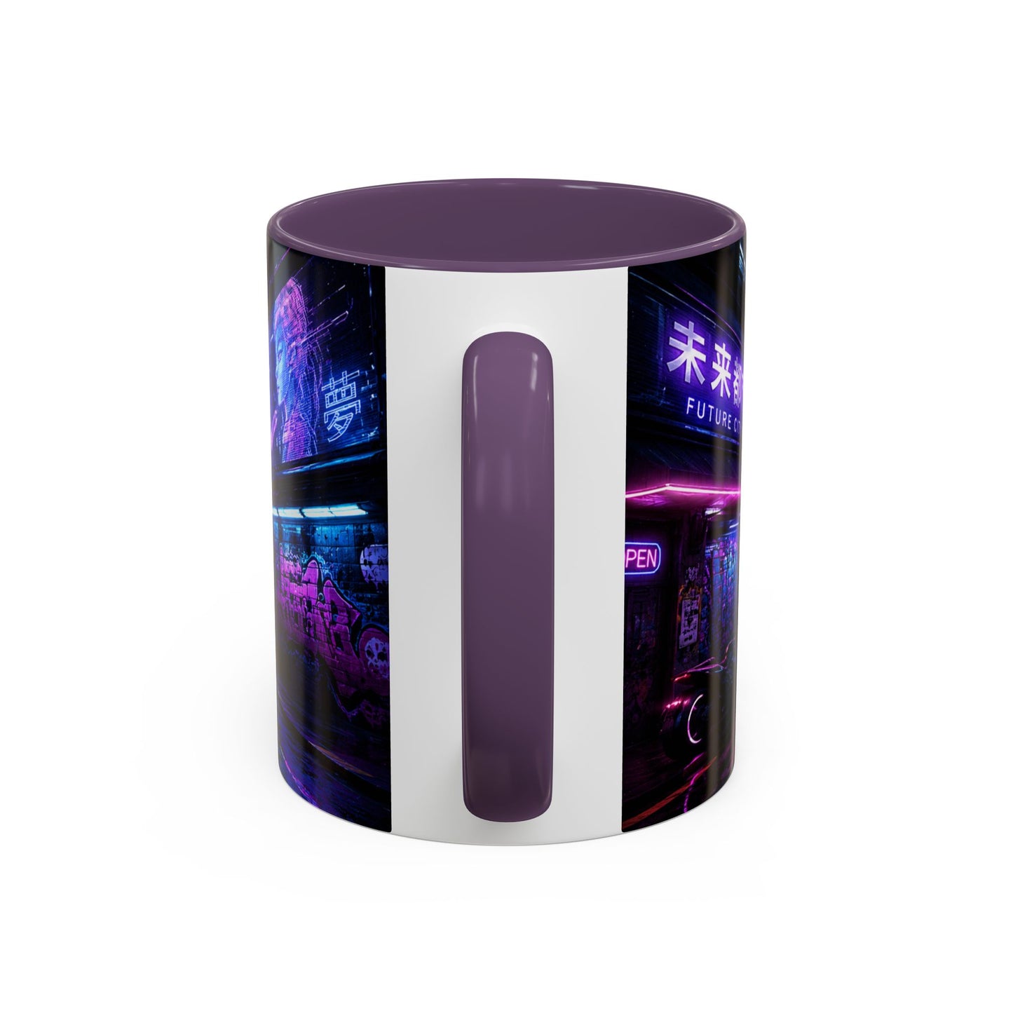 Neon Cityscape Coffee Mug - Cyberpunk Night Street 11/15oz Accent Mug
