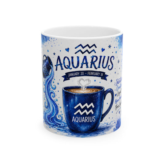 Aquarius Zodiac Coffee Mug — Horoscope Astrology Ceramic Mug (11oz & 15oz)
