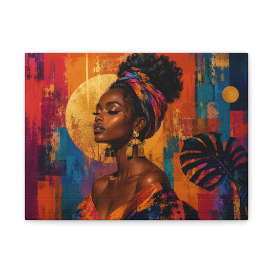 Afrocentric Golden Halo Portrait Canvas