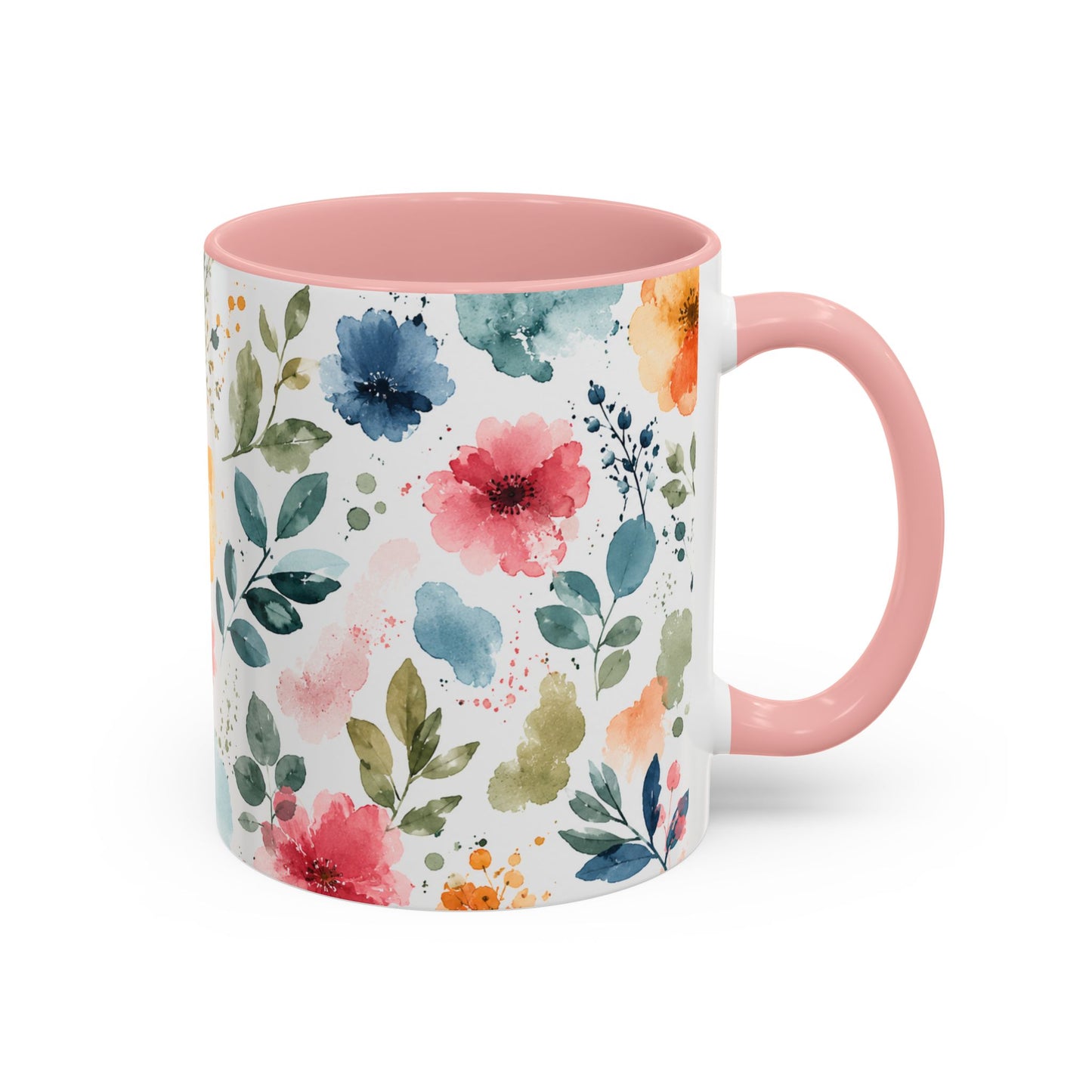 Watercolor Floral Accent Coffee Mug - 11/15oz