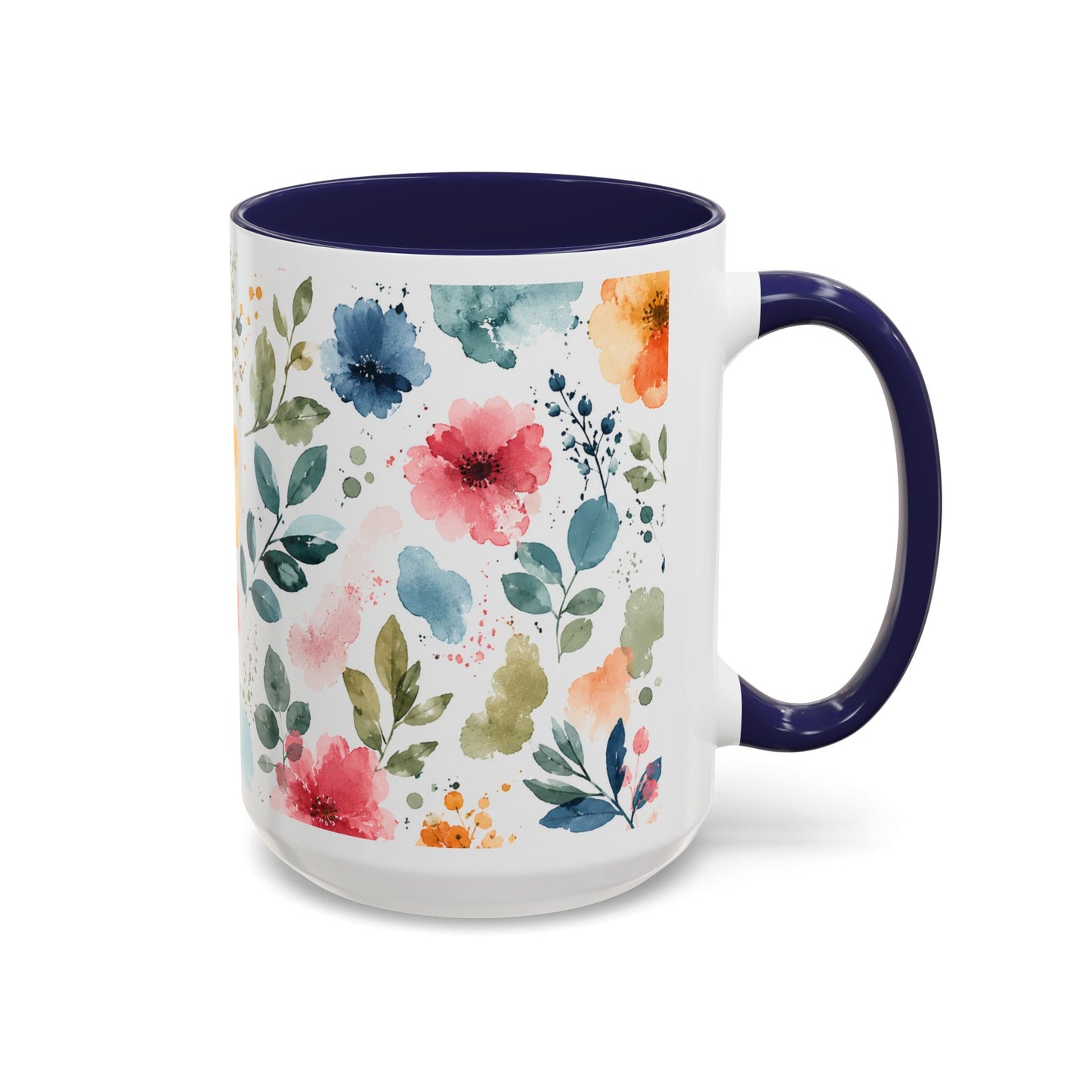 Watercolor Floral Accent Coffee Mug - 11/15oz