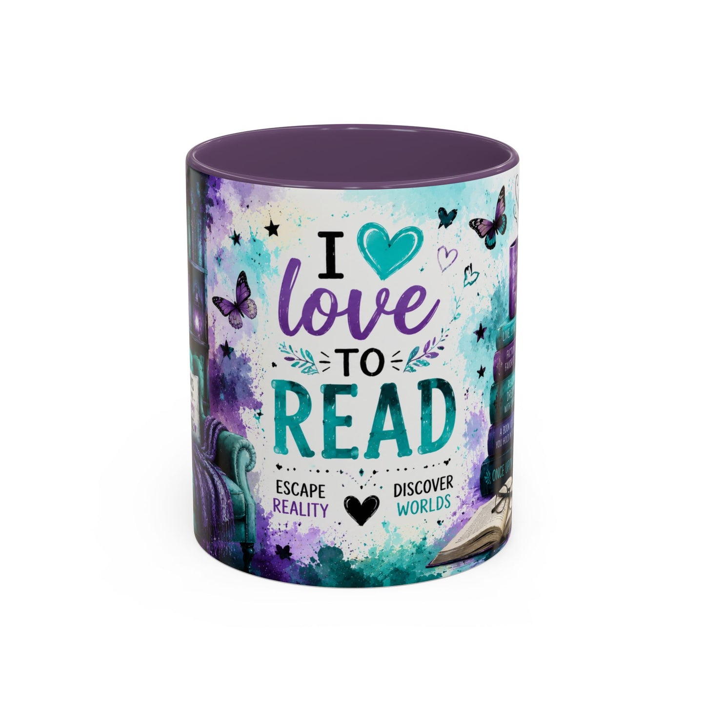 I Love to Read Accent Coffee Mug — Inspirational Book Lover Gift (11/15oz)