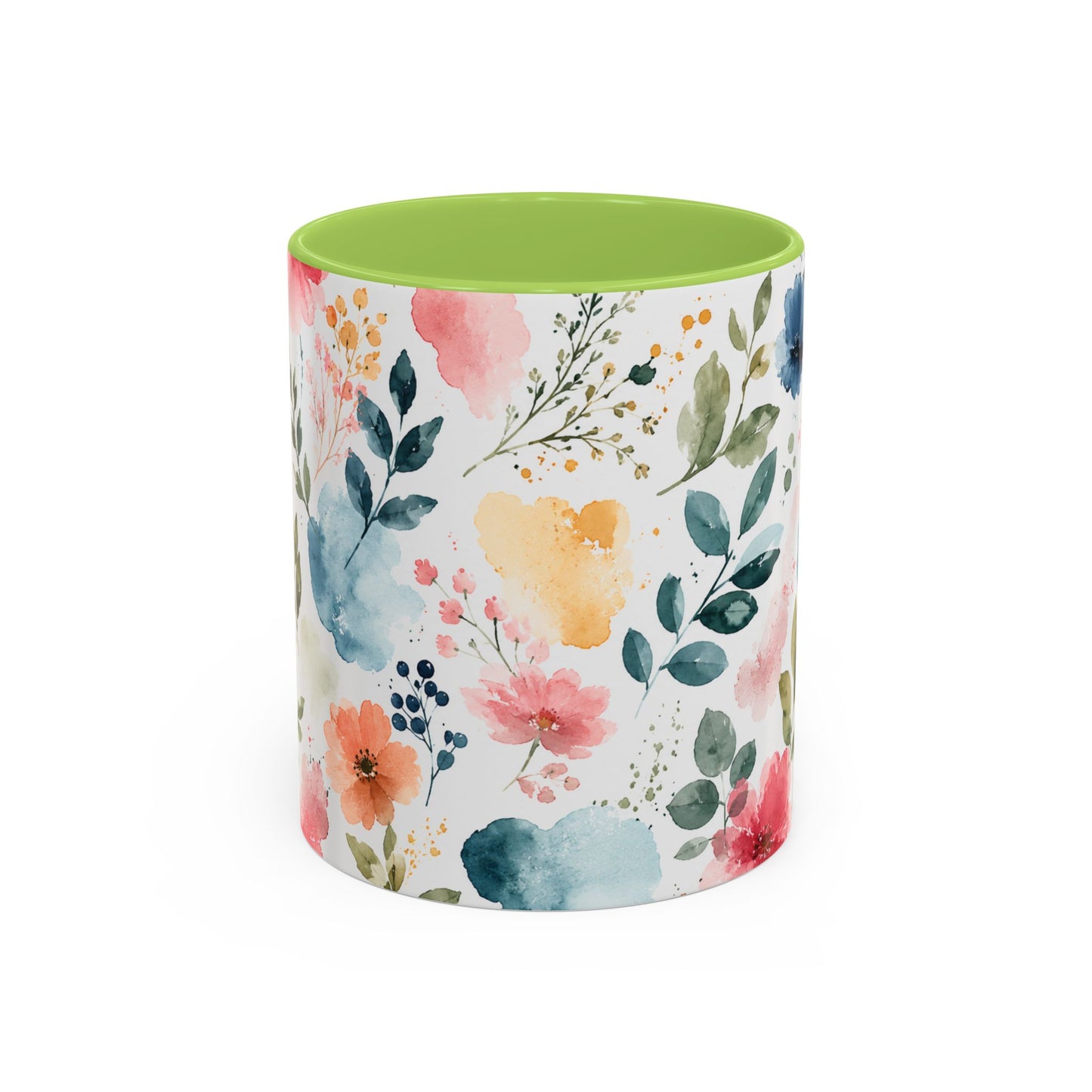 Watercolor Floral Accent Coffee Mug - 11/15oz