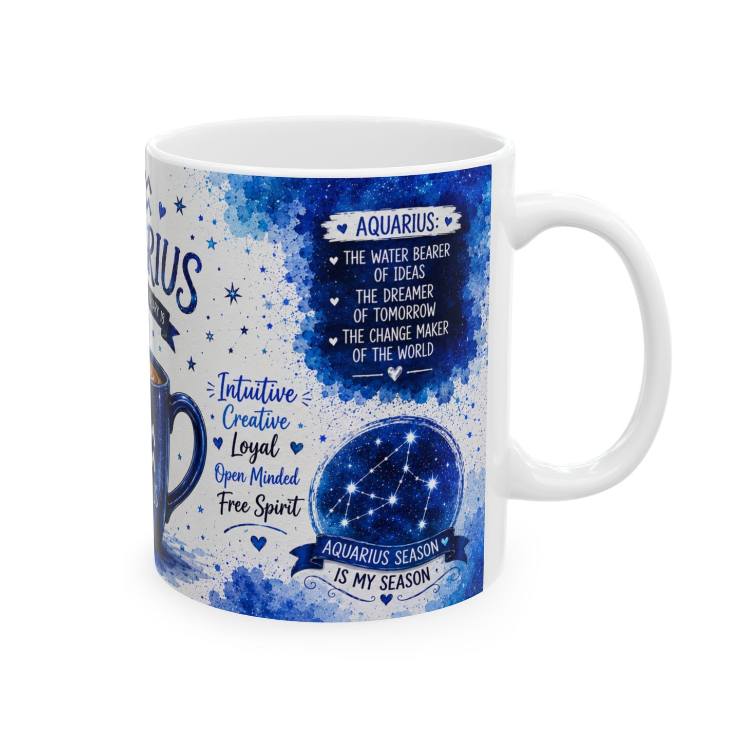 Aquarius Zodiac Coffee Mug — Horoscope Astrology Ceramic Mug (11oz & 15oz)