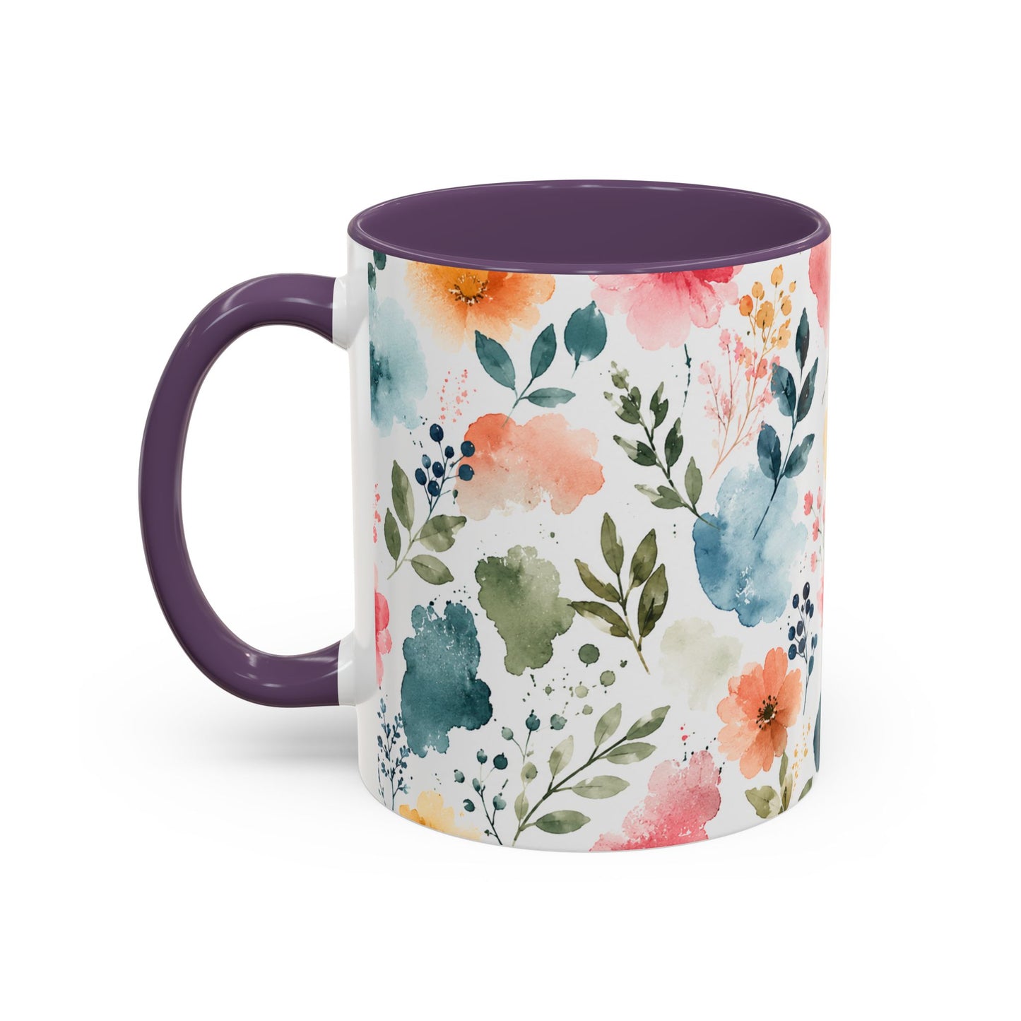 Watercolor Floral Accent Coffee Mug - 11/15oz
