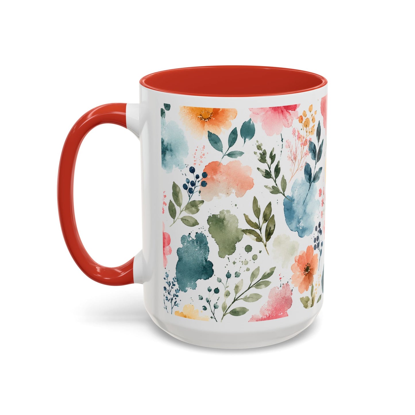 Watercolor Floral Accent Coffee Mug - 11/15oz