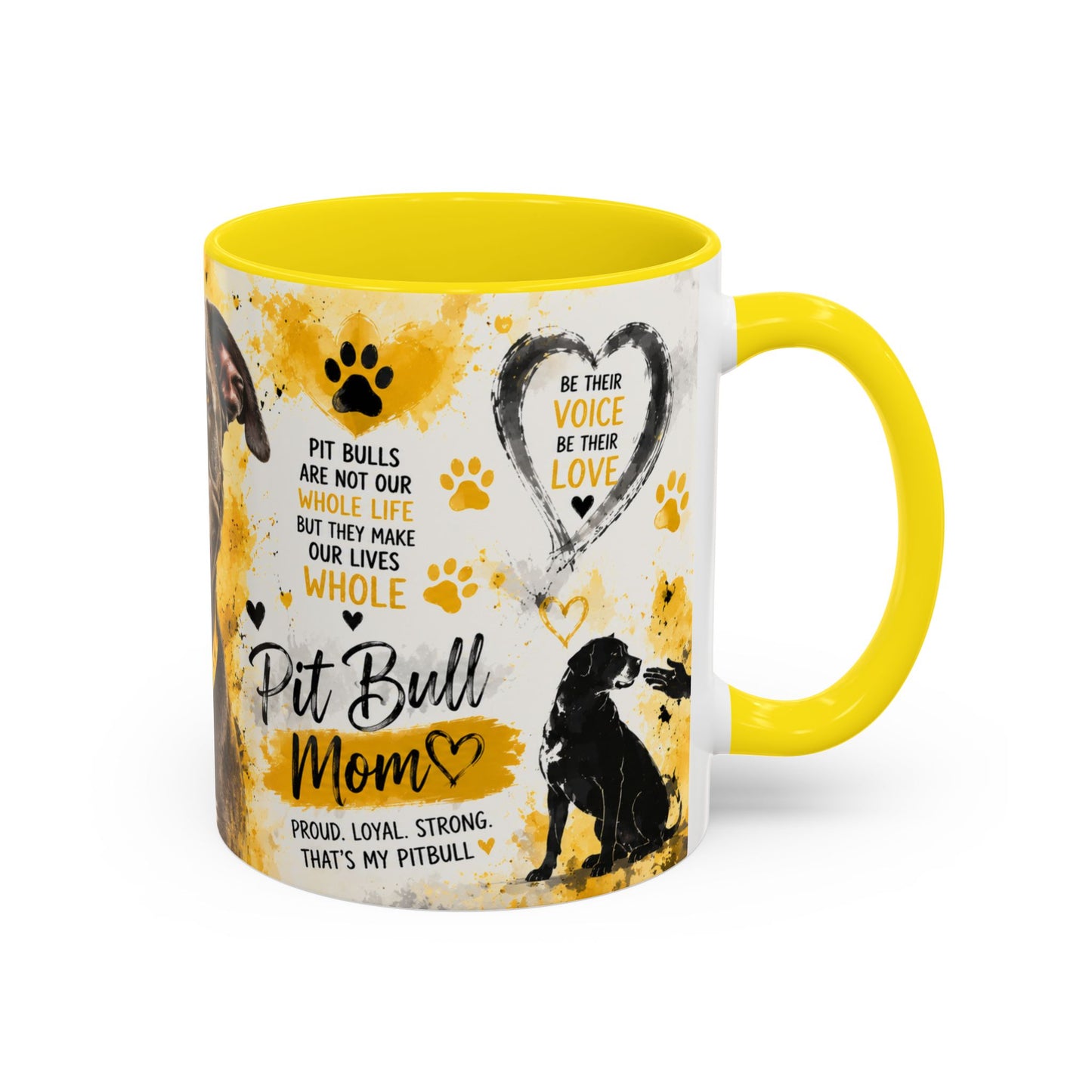 Pit Bull Mom Accent Coffee Mug – "Pit Bull Mom" Sentimental Dog Lover Gift (11/15oz)