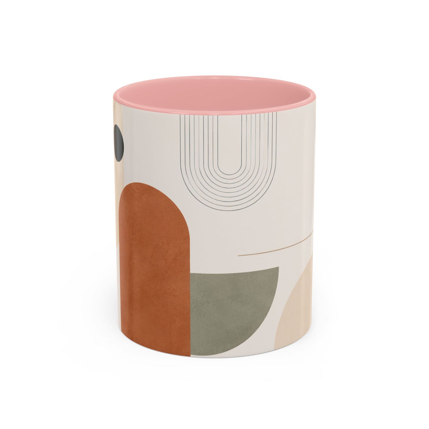 Abstract Earth Tone Accent Coffee Mug — Modern Minimalist Ceramic (11/15oz)