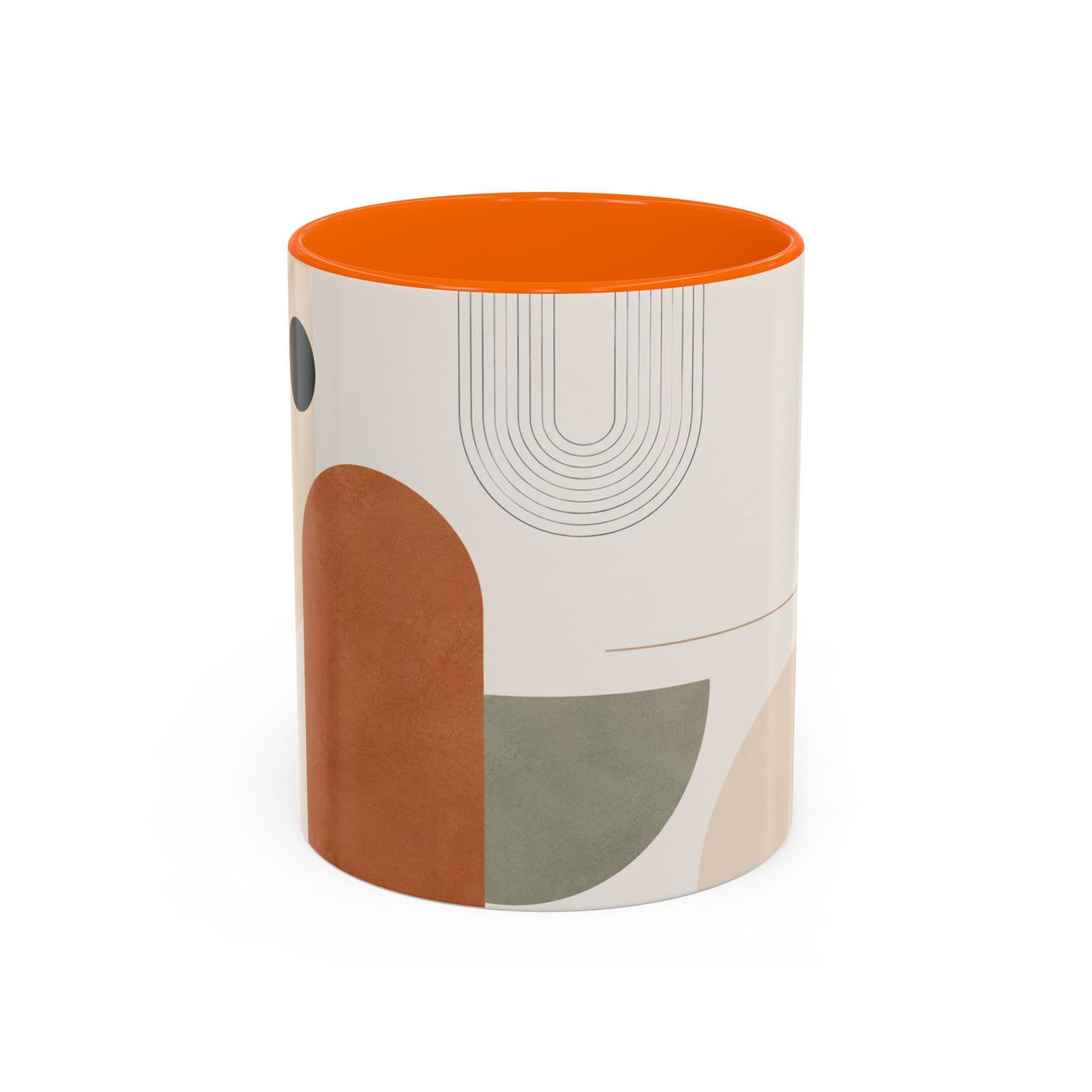 Abstract Earth Tone Accent Coffee Mug — Modern Minimalist Ceramic (11/15oz)