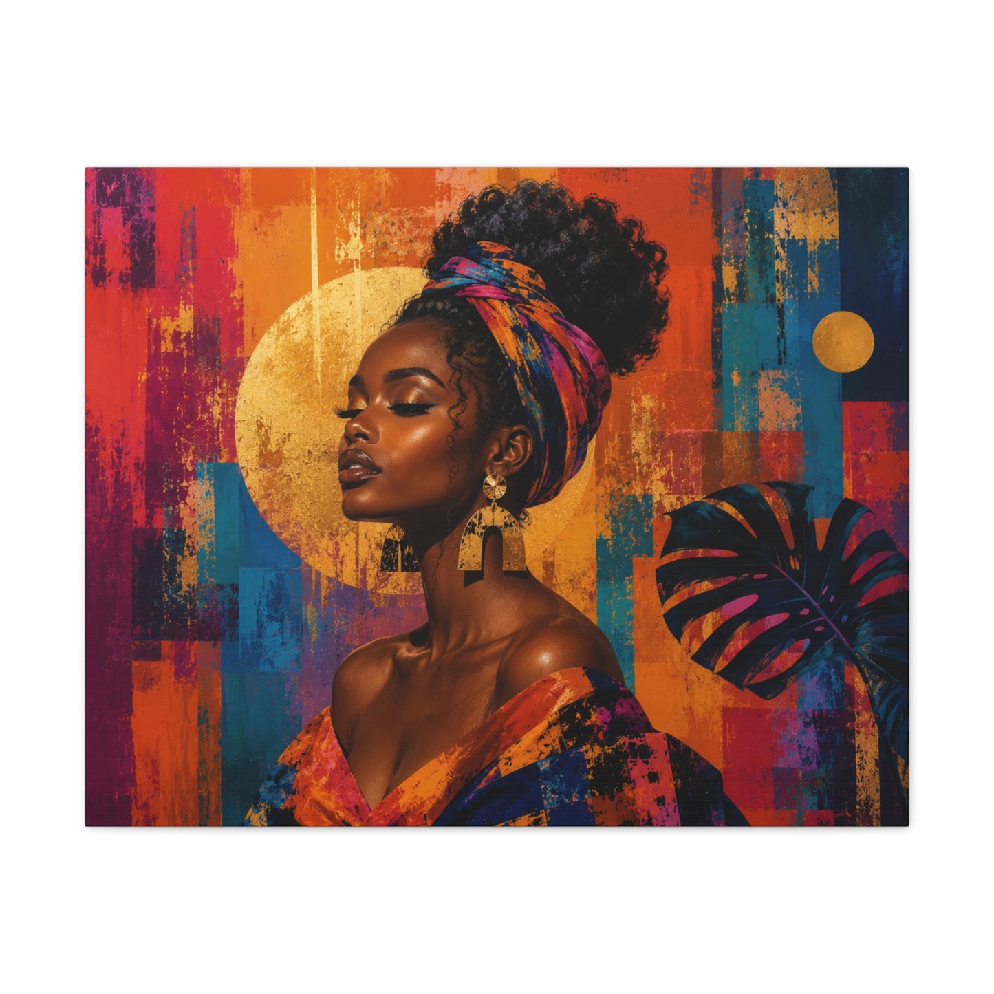 Afrocentric Golden Halo Portrait Canvas