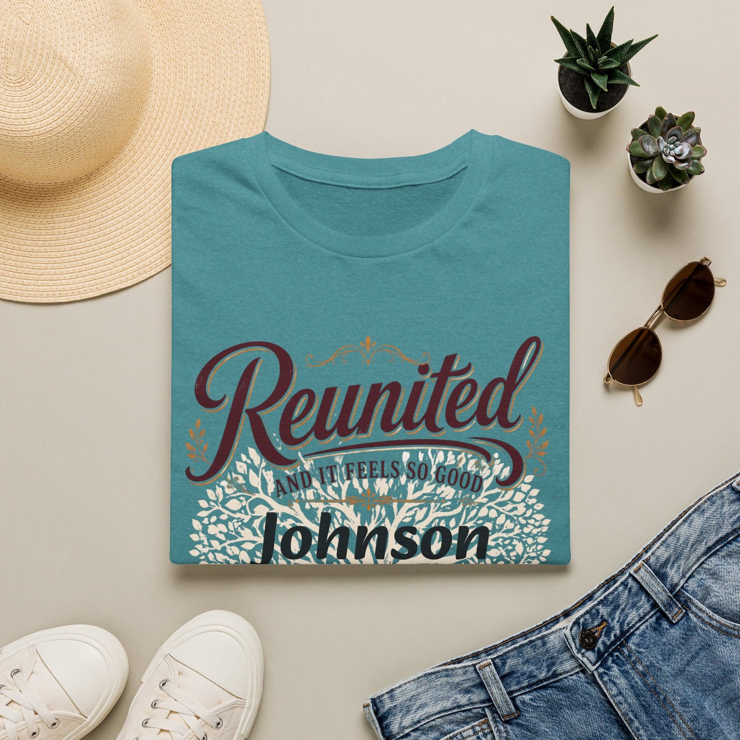 Family Reunion T-Shirt — "Reunited and It Feels So Good" Personalized Johnson, 2026