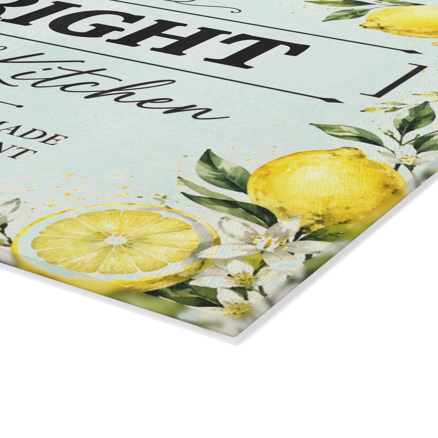 Personalized Glass Cutting Board – "[YOUR LAST NAME] Family Kitchen" Lemon Design (Where Memories Are Made)