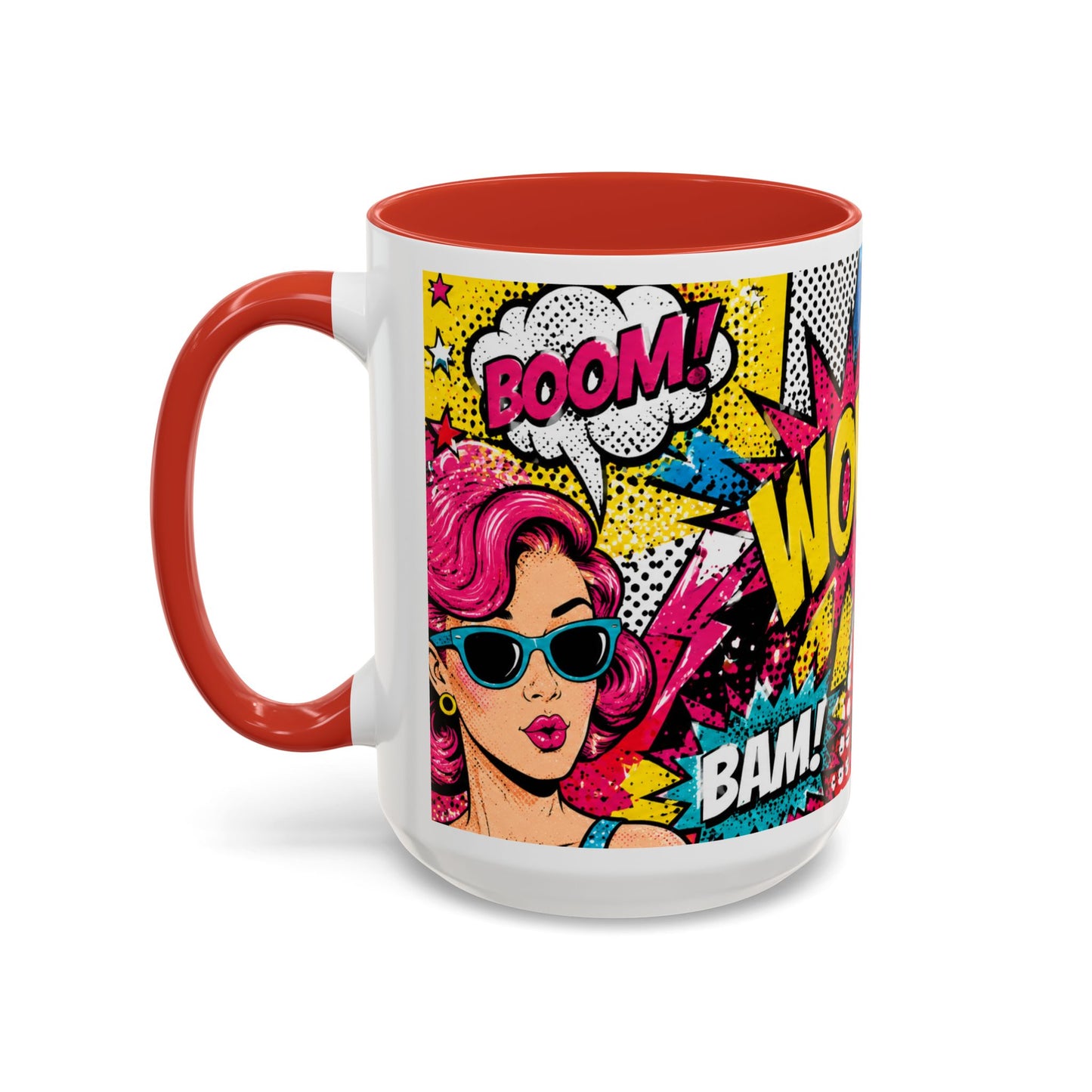 Pop Art Comic Coffee Mug – Colorful 'WOW! POP!' Accent Ceramic Mug (11/15oz)