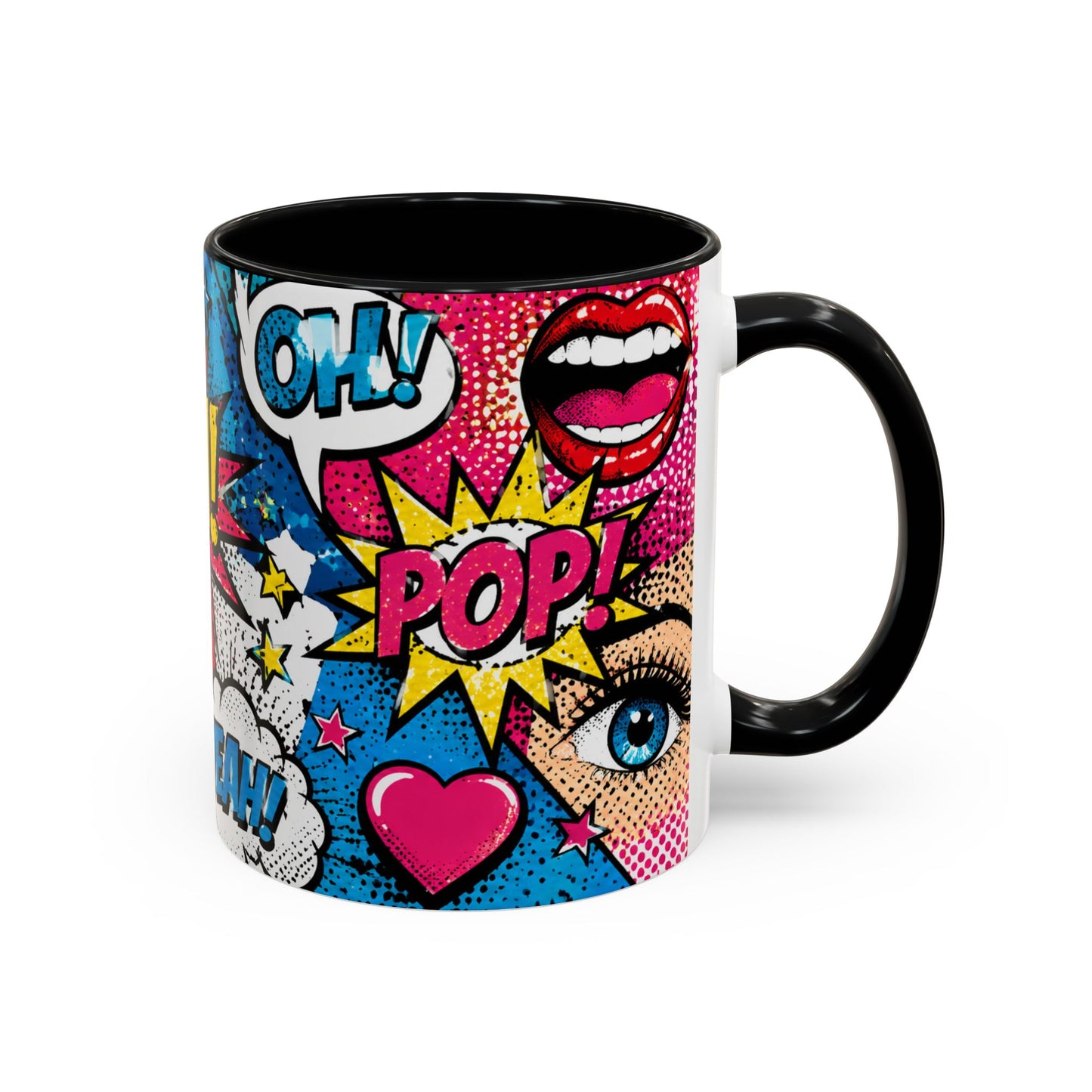 Pop Art Comic Coffee Mug – Colorful 'WOW! POP!' Accent Ceramic Mug (11/15oz)