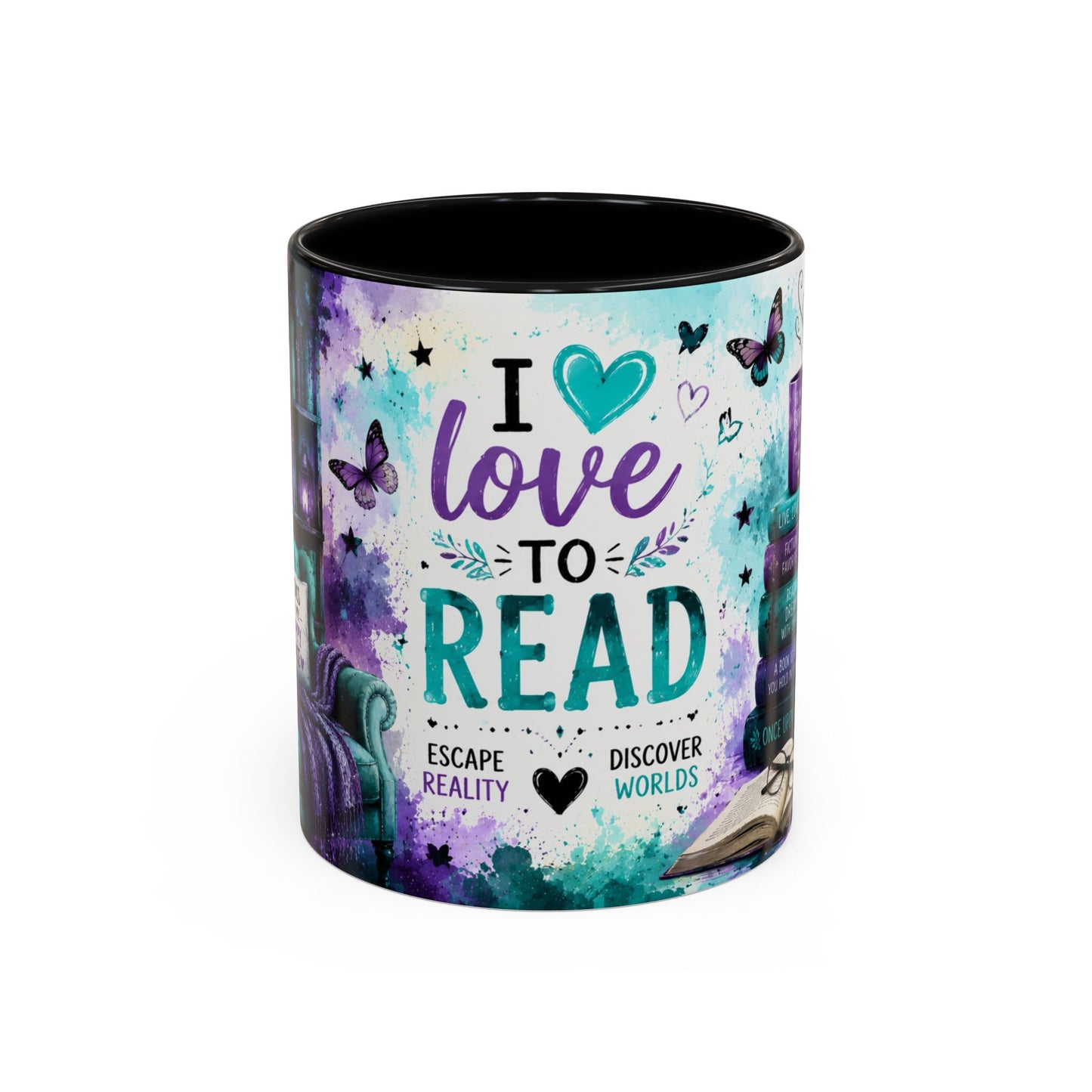 I Love to Read Accent Coffee Mug — Inspirational Book Lover Gift (11/15oz)