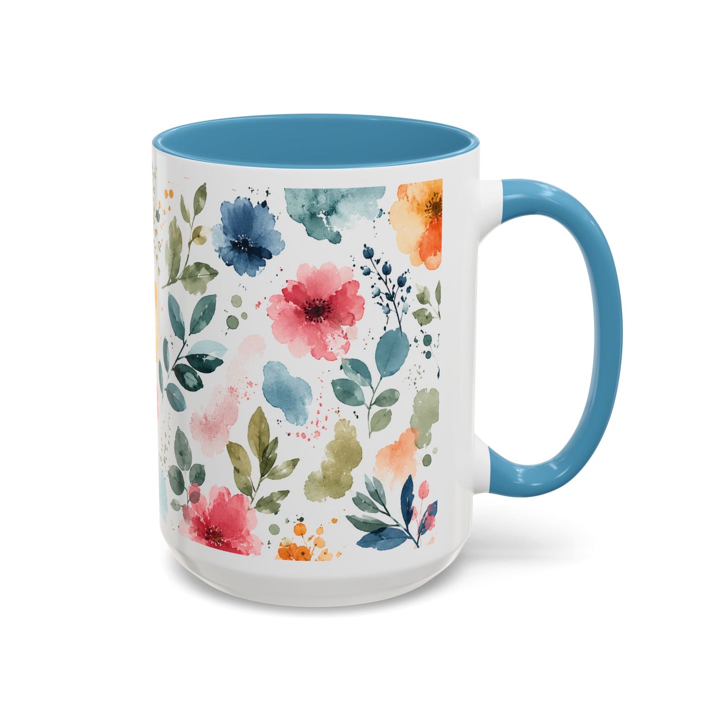 Watercolor Floral Accent Coffee Mug - 11/15oz