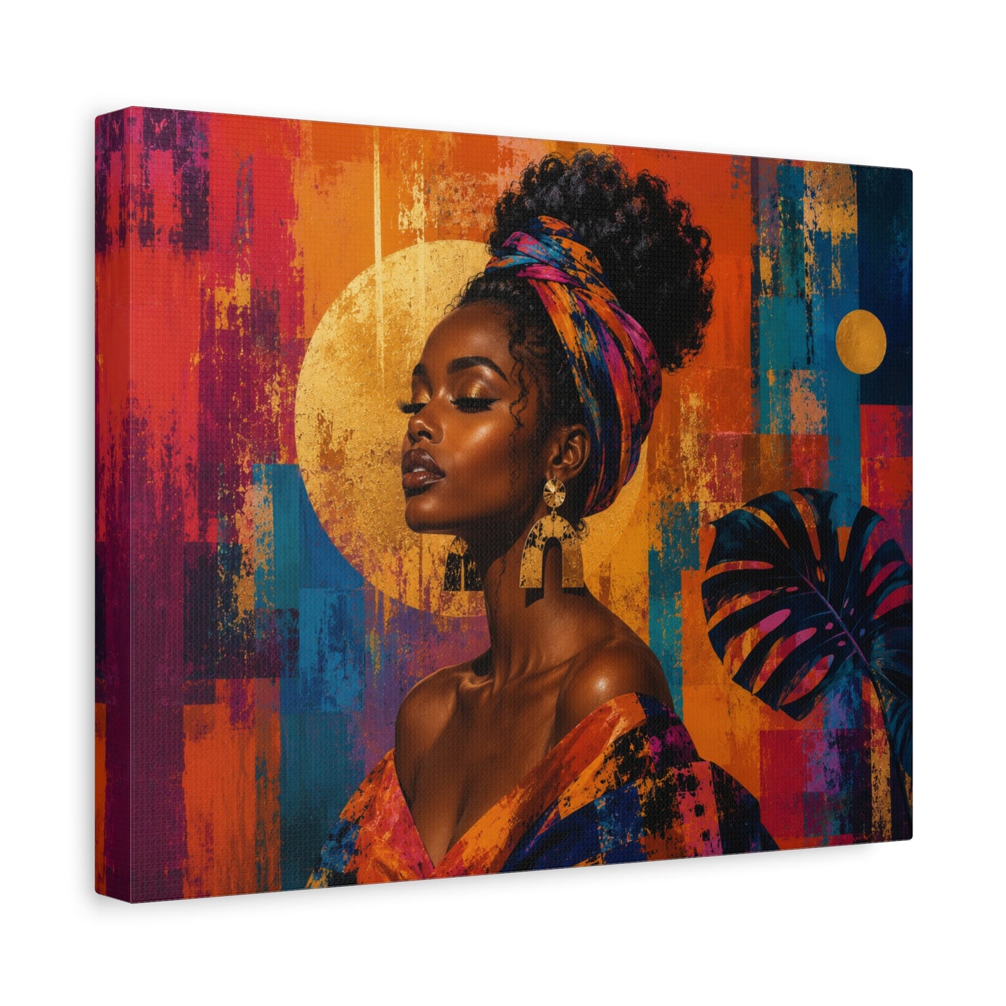 Afrocentric Golden Halo Portrait Canvas
