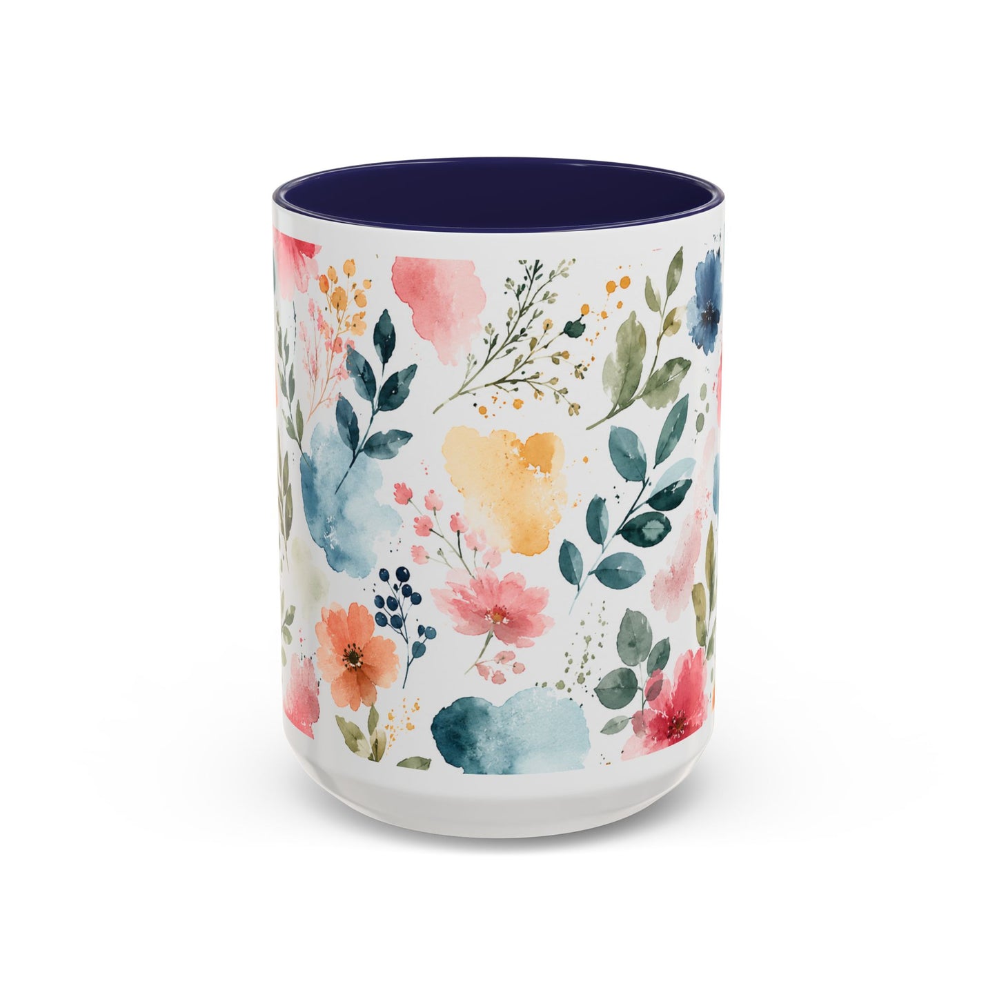 Watercolor Floral Accent Coffee Mug - 11/15oz