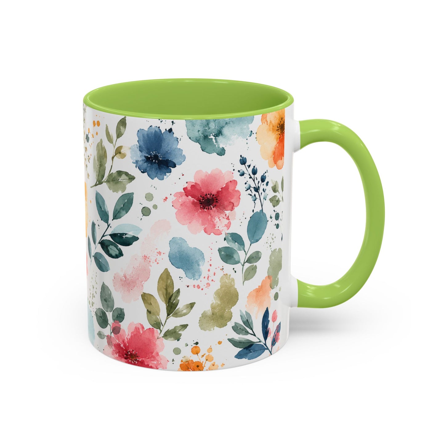 Watercolor Floral Accent Coffee Mug - 11/15oz