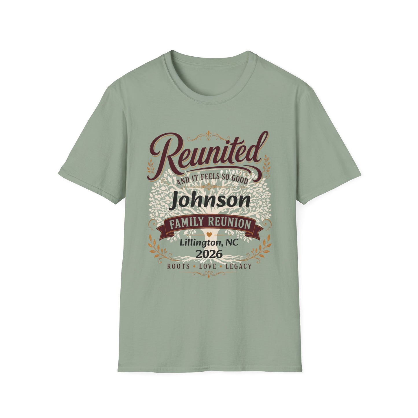 Family Reunion T-Shirt — "Reunited and It Feels So Good" Personalized Johnson, 2026