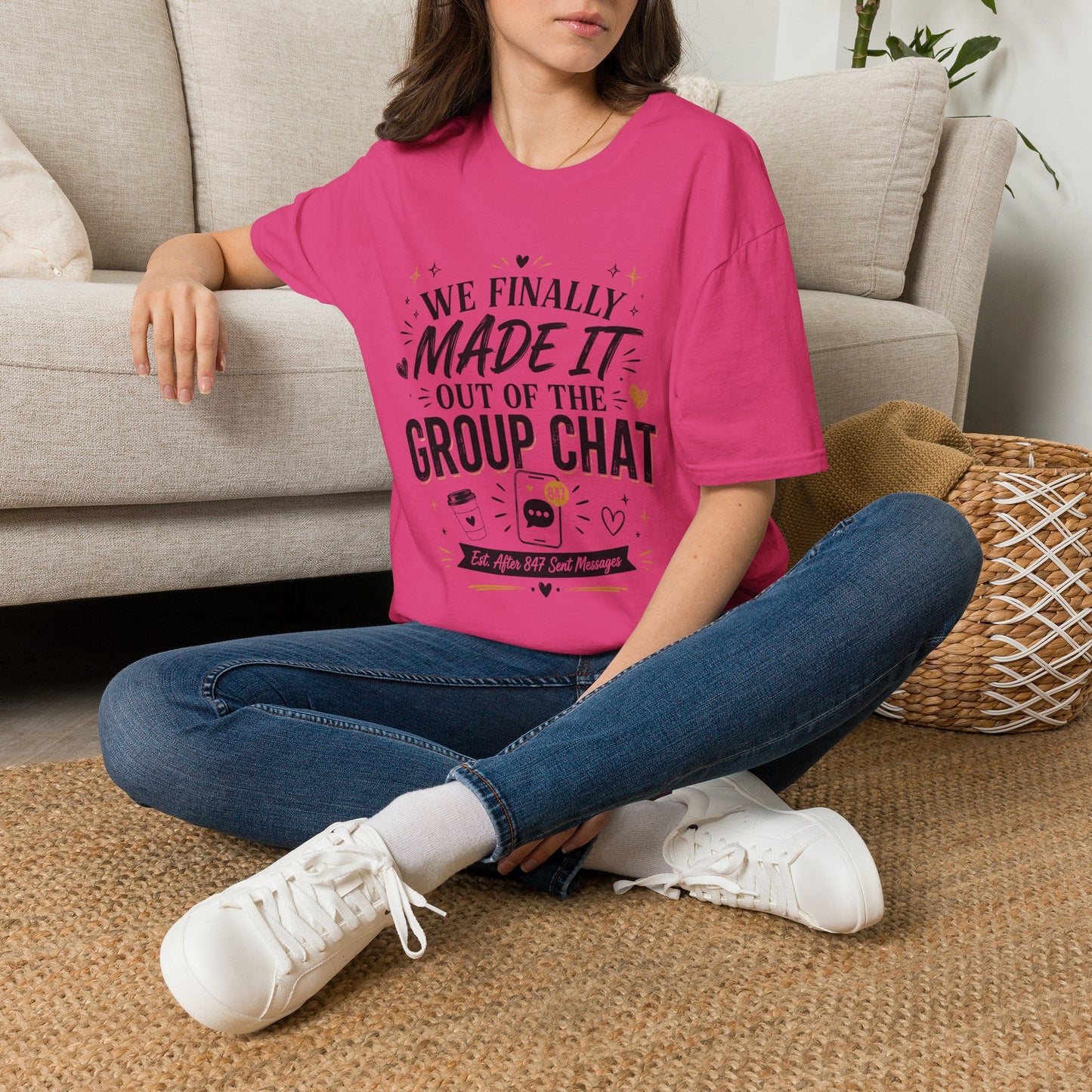 T-Shirt — “We Finally Made It Out of the Group Chat” Funny Friendship Tee