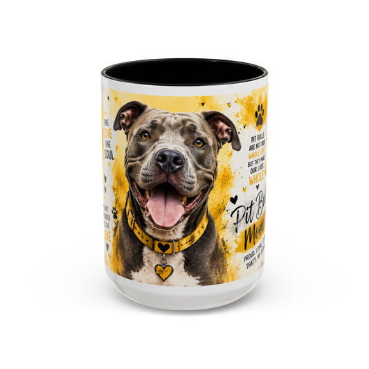 Pit Bull Mom Accent Coffee Mug – "Pit Bull Mom" Sentimental Dog Lover Gift (11/15oz)