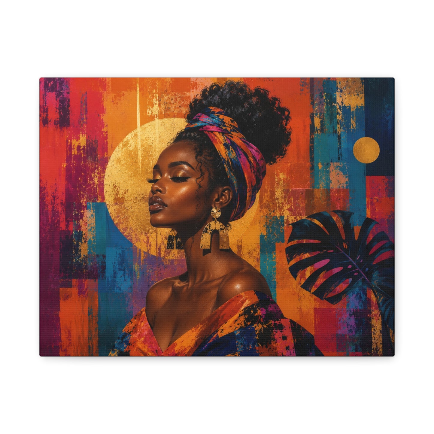 Afrocentric Golden Halo Portrait Canvas