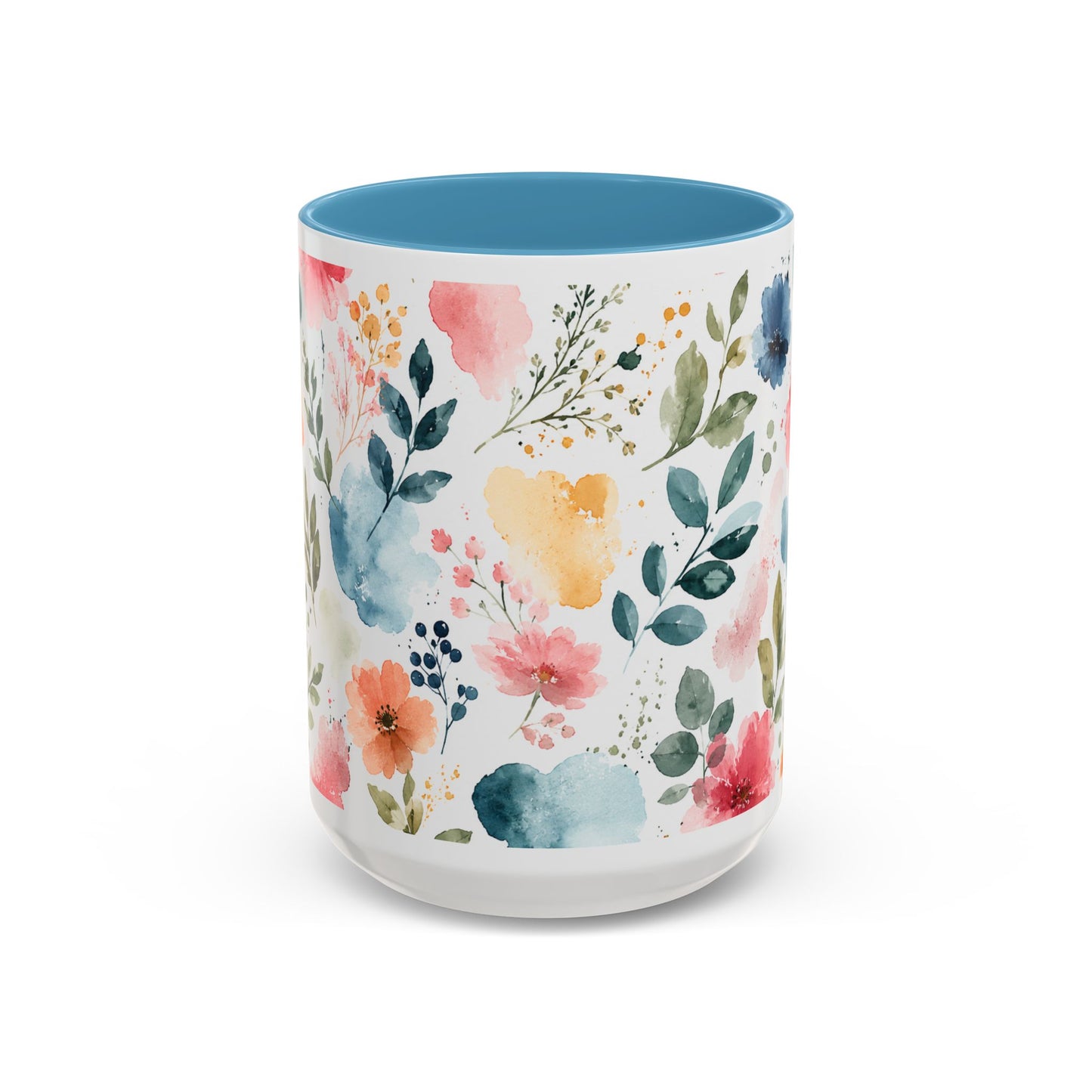 Watercolor Floral Accent Coffee Mug - 11/15oz