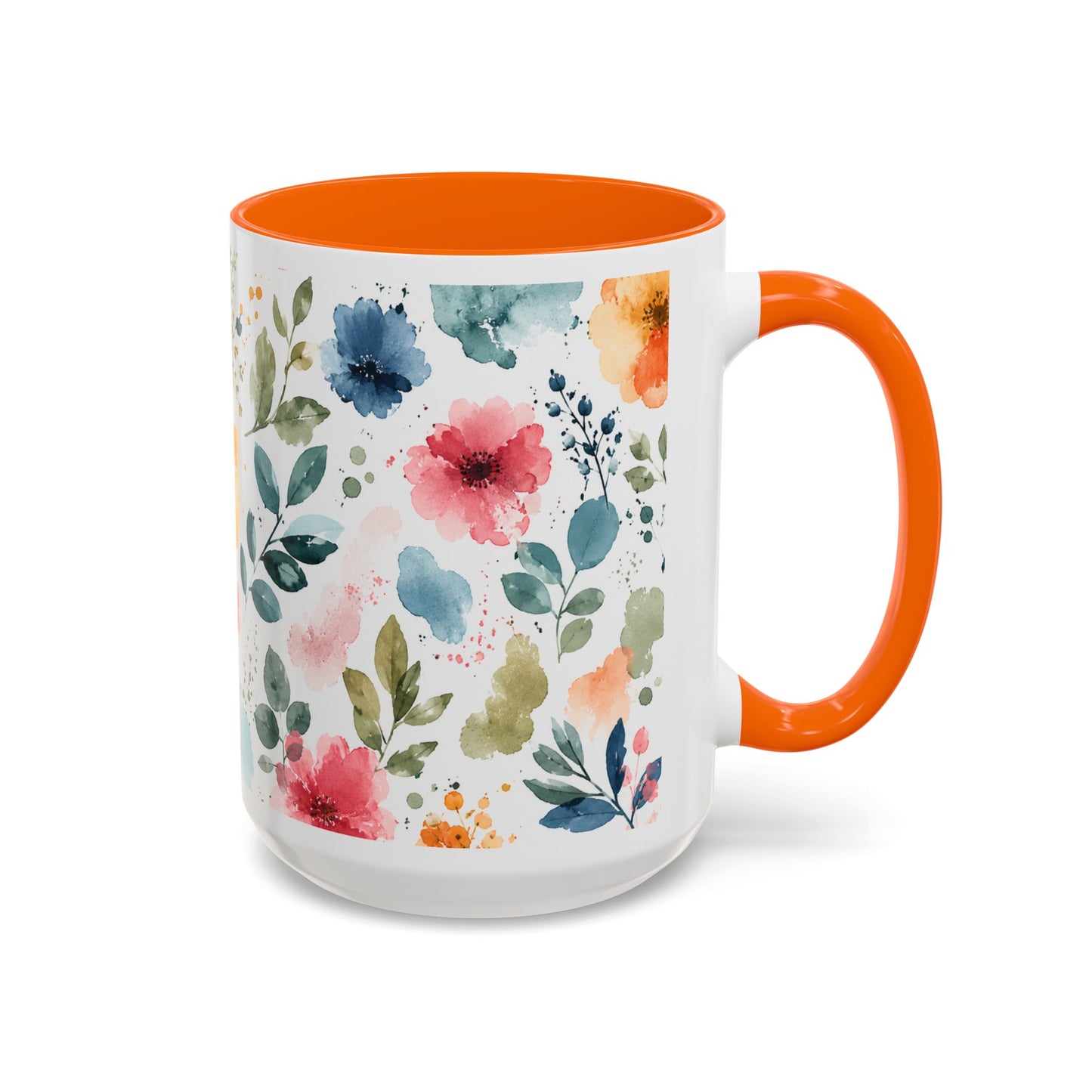 Watercolor Floral Accent Coffee Mug - 11/15oz