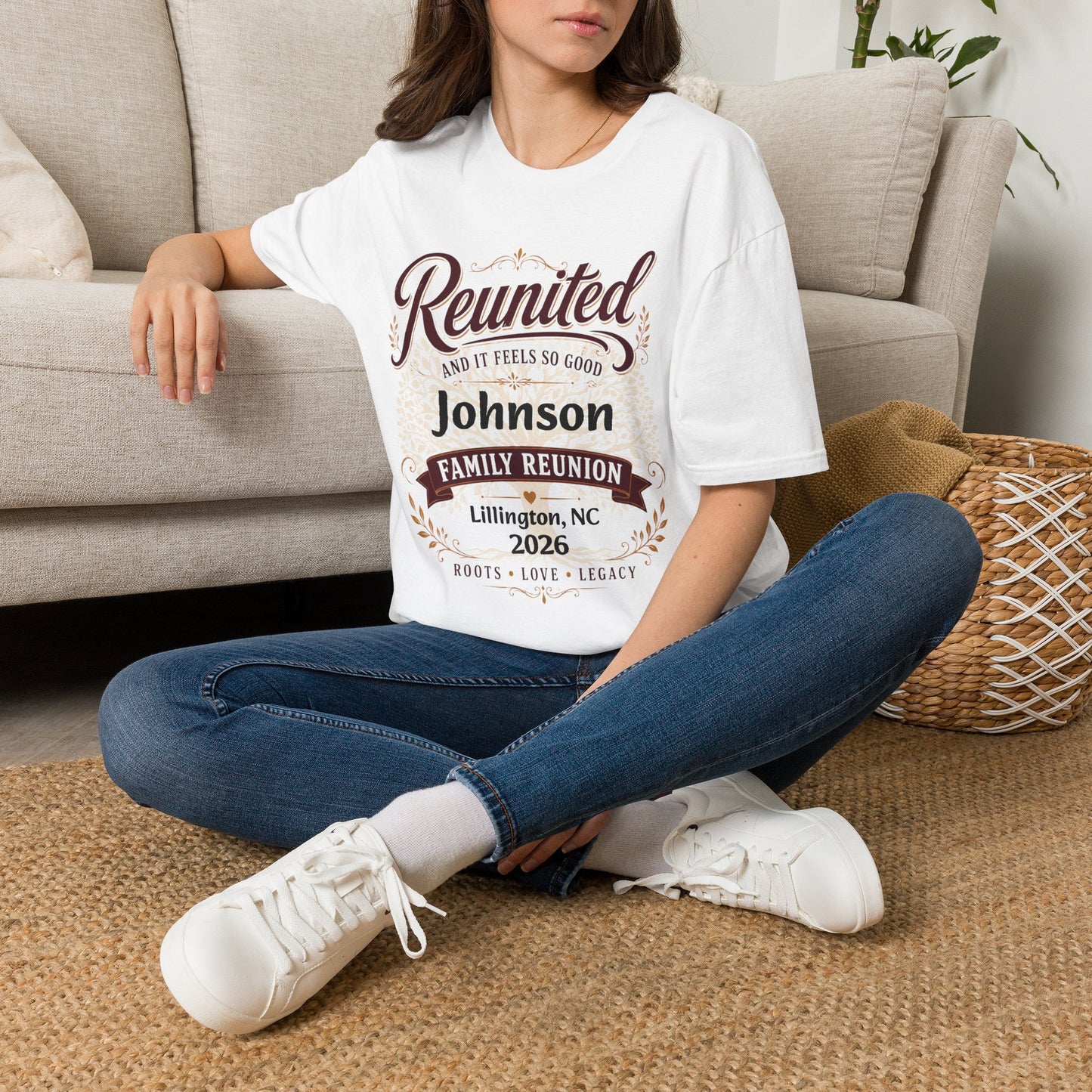 Family Reunion T-Shirt — "Reunited and It Feels So Good" Personalized Johnson, 2026
