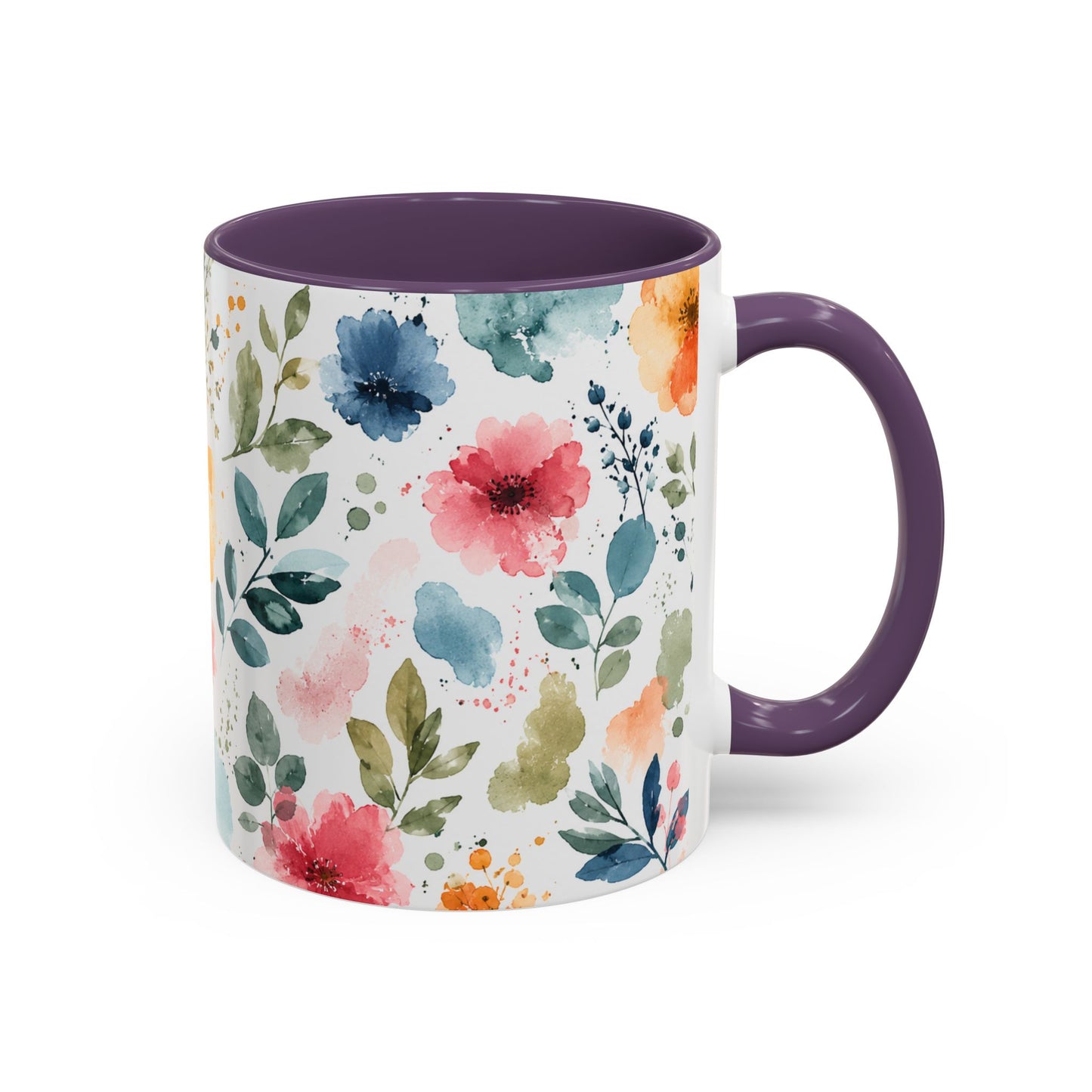 Watercolor Floral Accent Coffee Mug - 11/15oz
