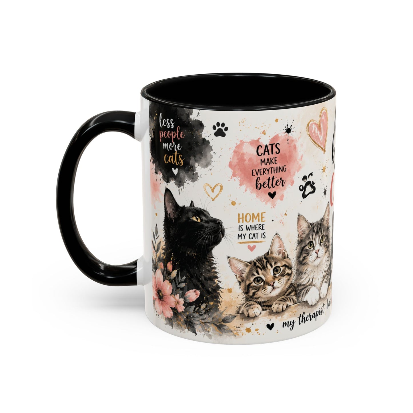 Life Is Better With a Cat Accent Coffee Mug — Cute Cat Lover Gift (11/15oz)