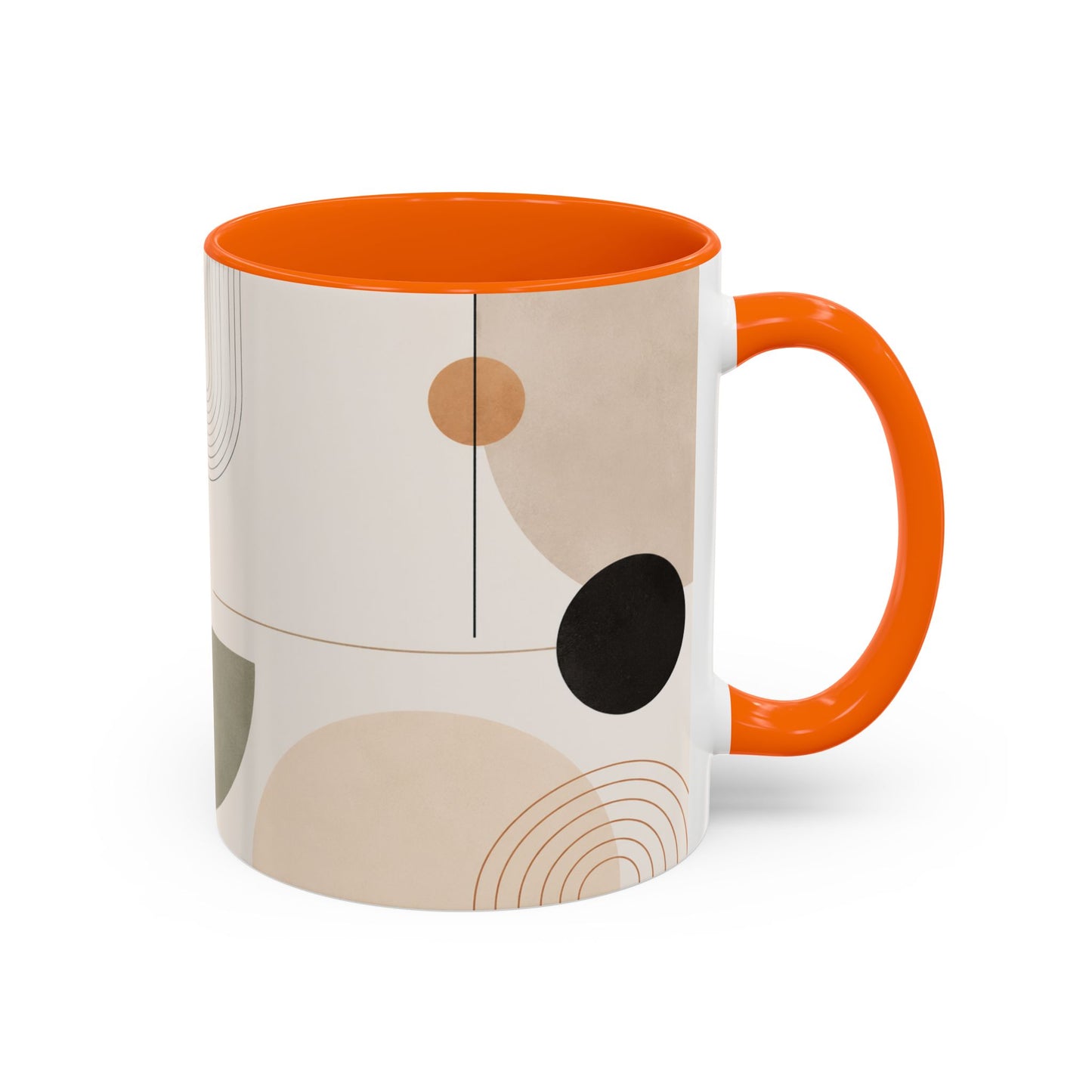 Abstract Earth Tone Accent Coffee Mug — Modern Minimalist Ceramic (11/15oz)