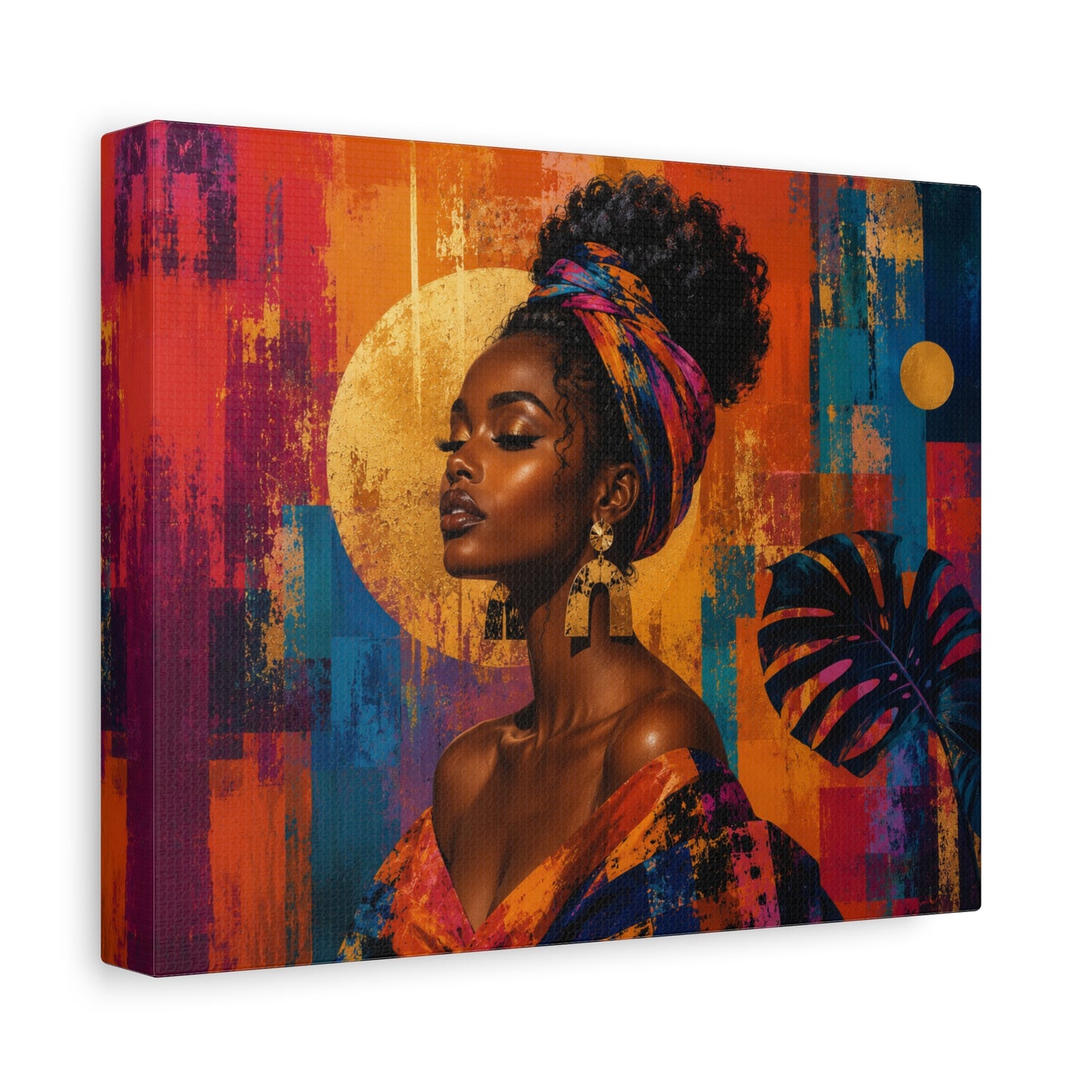 Afrocentric Golden Halo Portrait Canvas