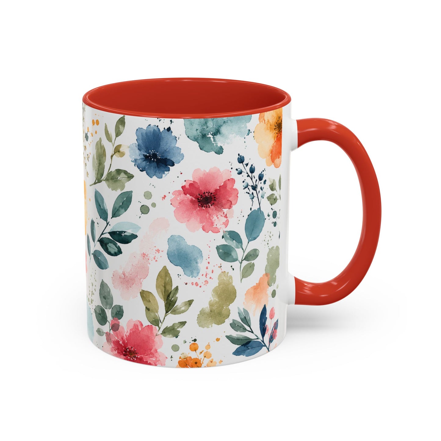 Watercolor Floral Accent Coffee Mug - 11/15oz