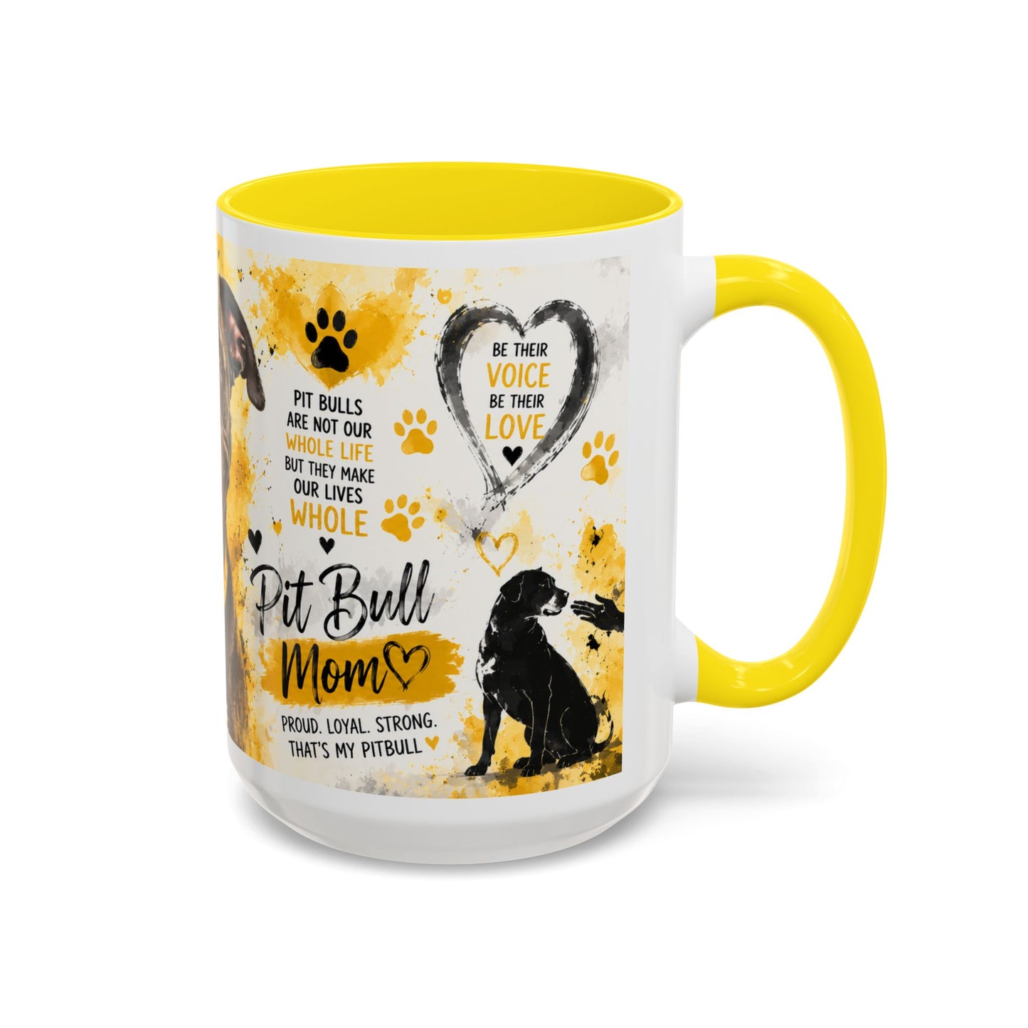 Pit Bull Mom Accent Coffee Mug – "Pit Bull Mom" Sentimental Dog Lover Gift (11/15oz)