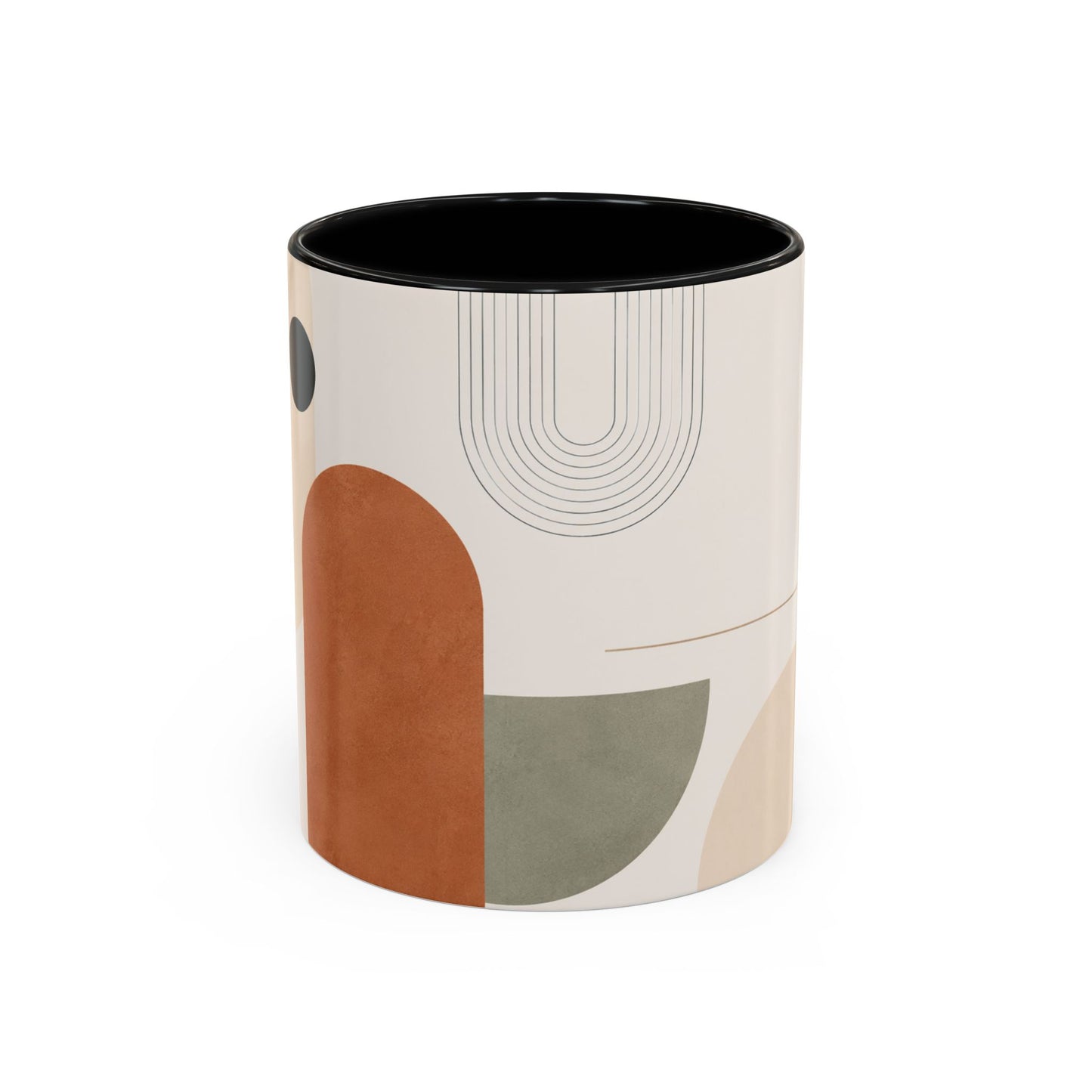Abstract Earth Tone Accent Coffee Mug — Modern Minimalist Ceramic (11/15oz)