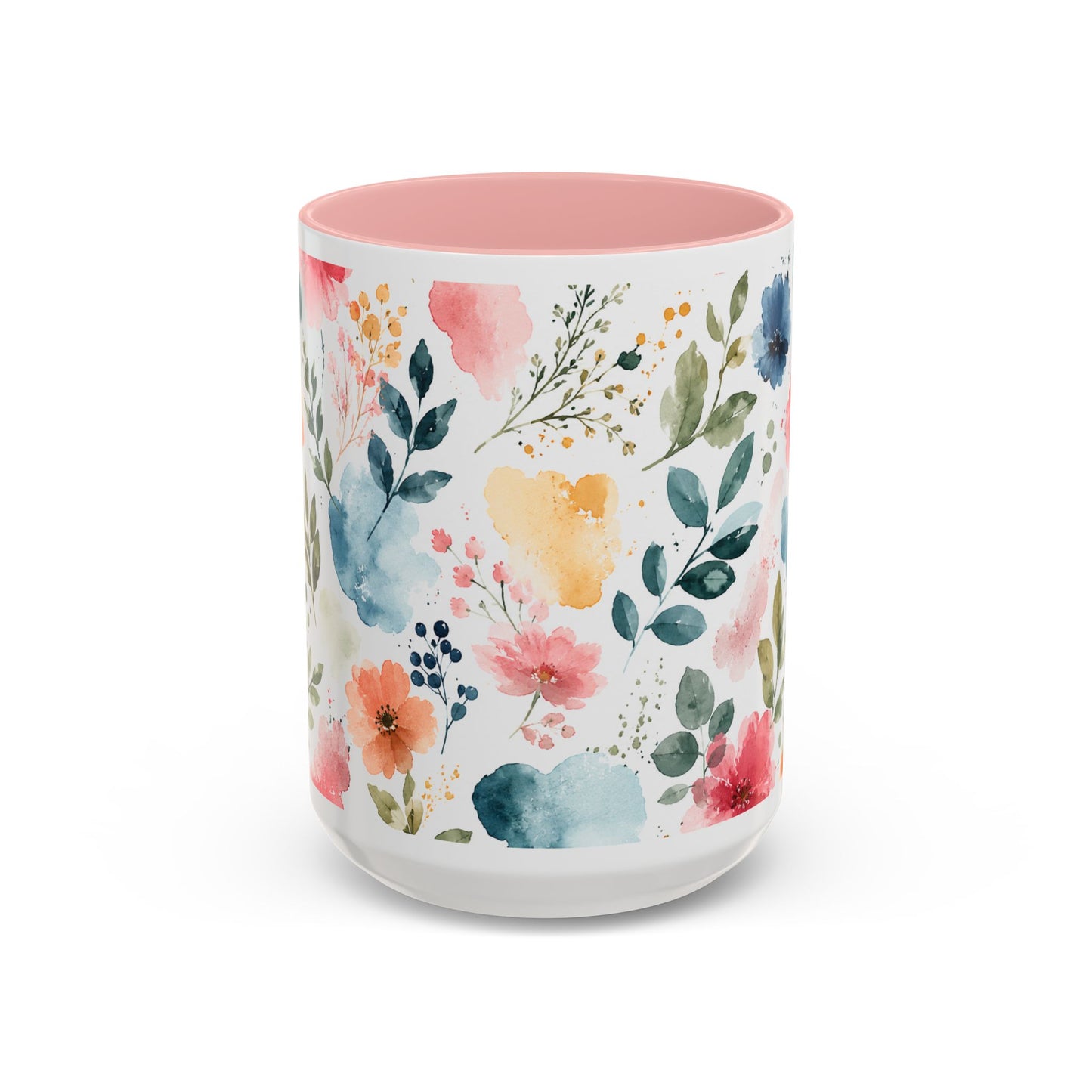 Watercolor Floral Accent Coffee Mug - 11/15oz