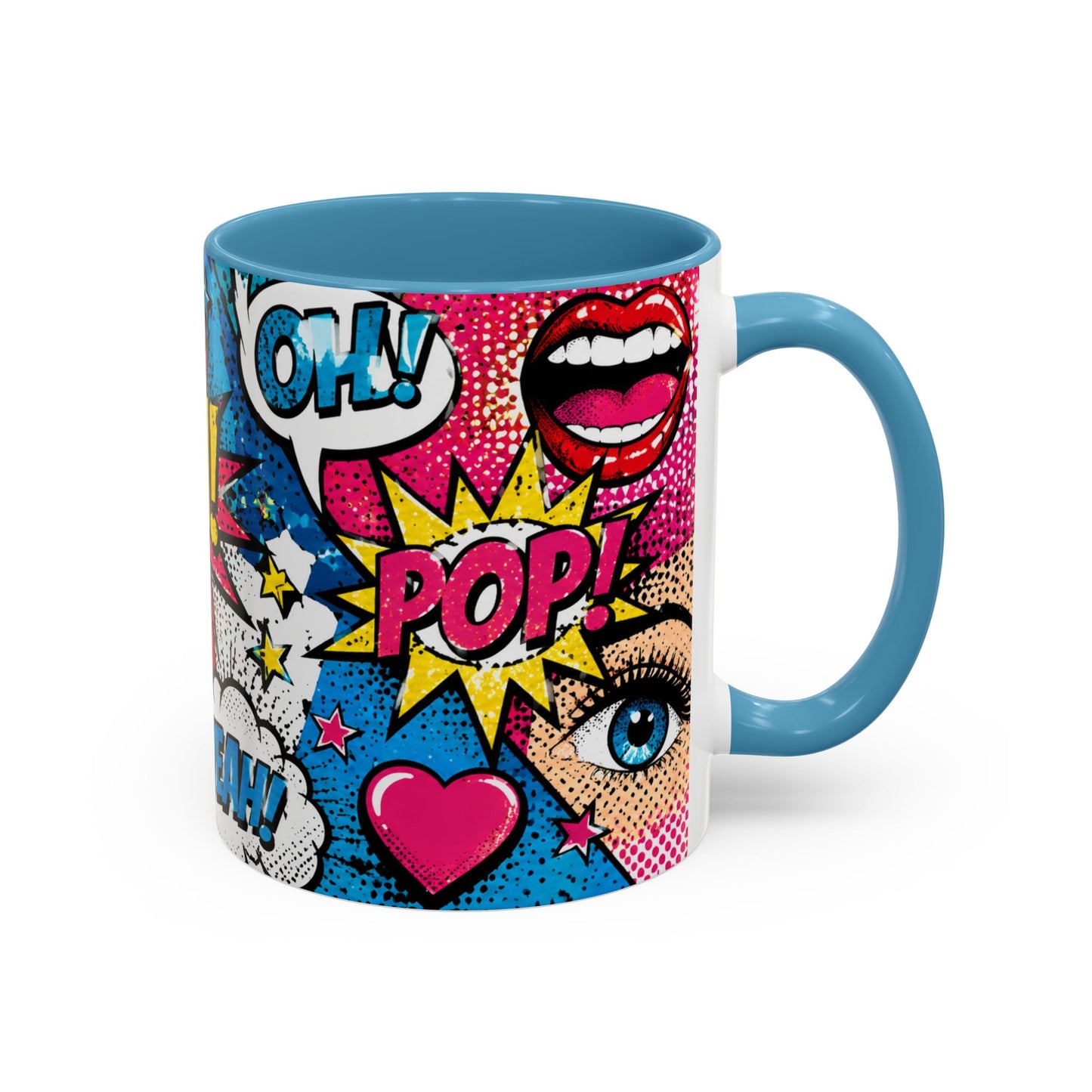 Pop Art Comic Coffee Mug – Colorful 'WOW! POP!' Accent Ceramic Mug (11/15oz)