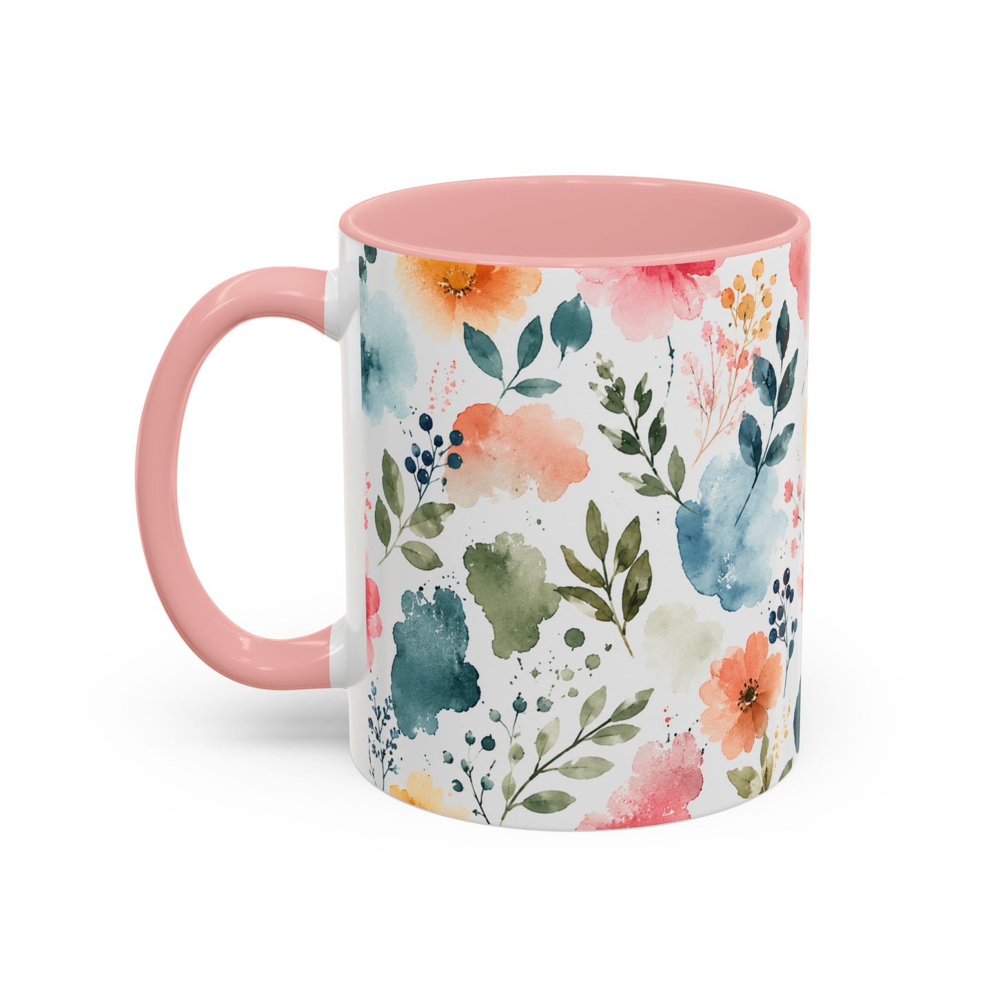 Watercolor Floral Accent Coffee Mug - 11/15oz