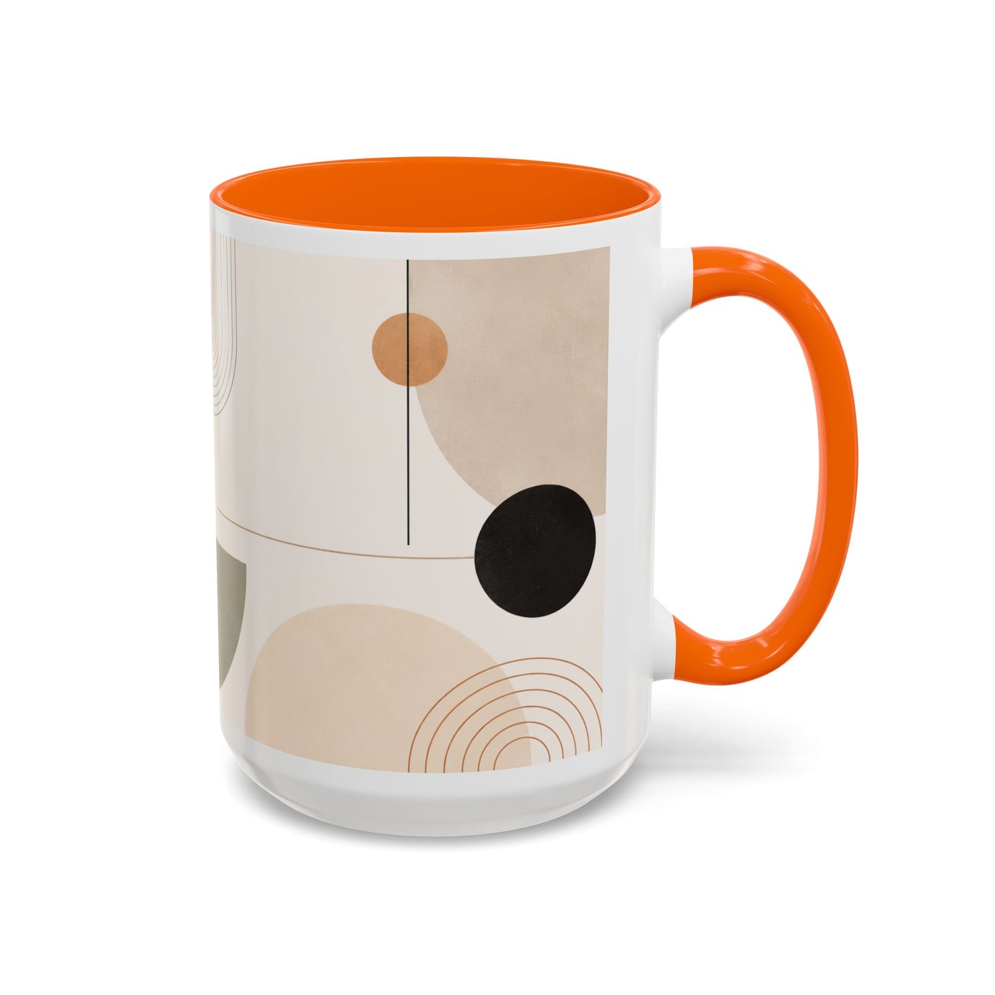 Abstract Earth Tone Accent Coffee Mug — Modern Minimalist Ceramic (11/15oz)