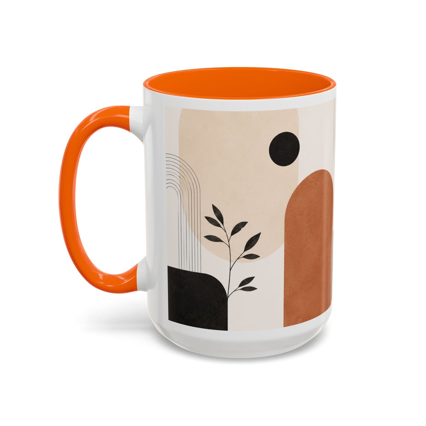 Abstract Earth Tone Accent Coffee Mug — Modern Minimalist Ceramic (11/15oz)