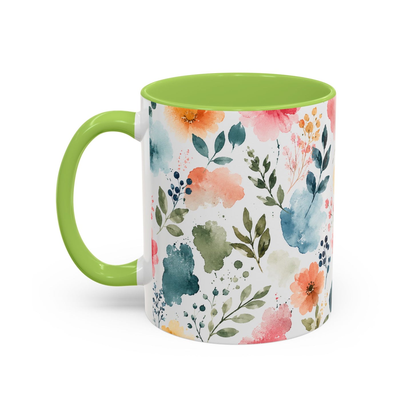 Watercolor Floral Accent Coffee Mug - 11/15oz