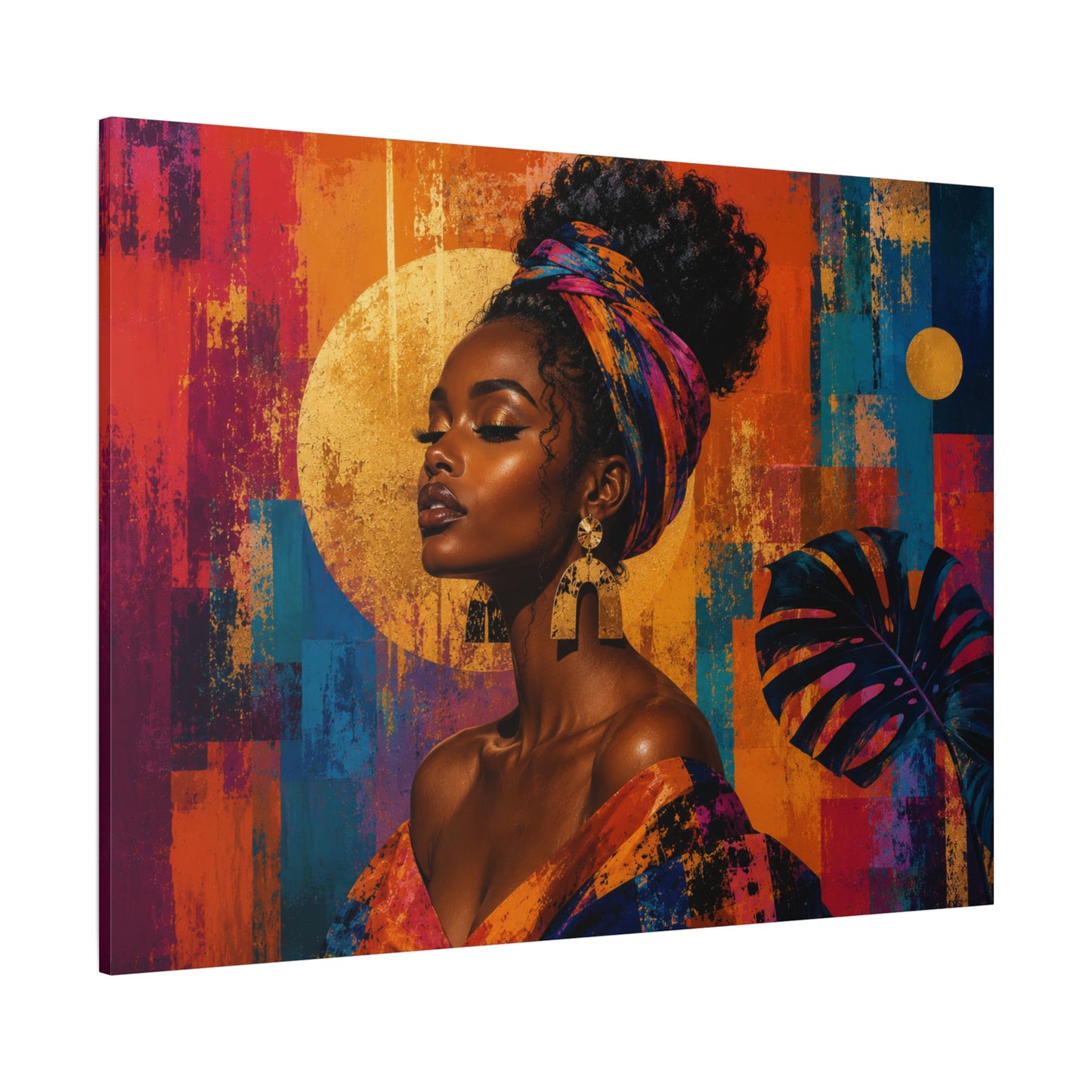 Afrocentric Golden Halo Portrait Canvas