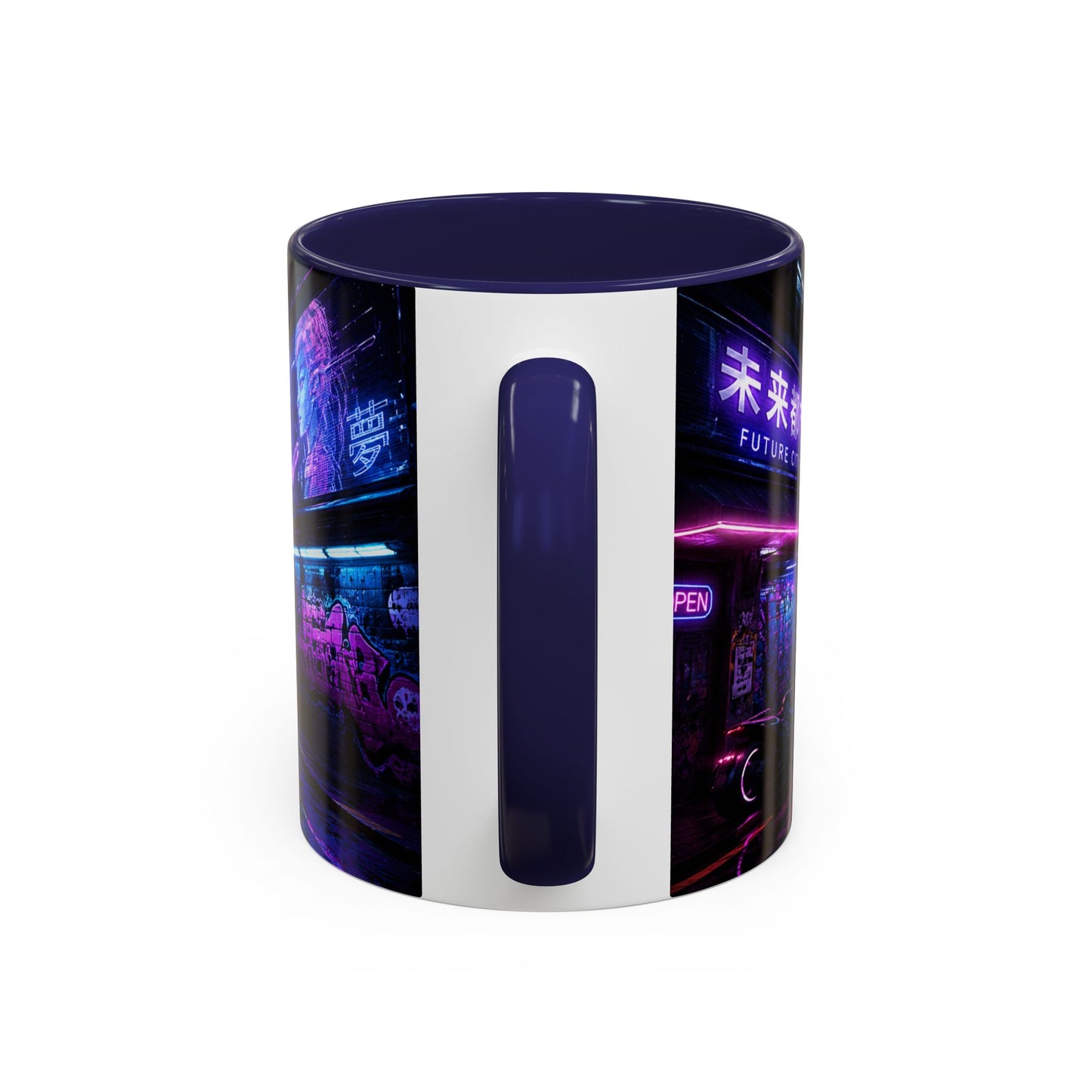 Neon Cityscape Coffee Mug - Cyberpunk Night Street 11/15oz Accent Mug
