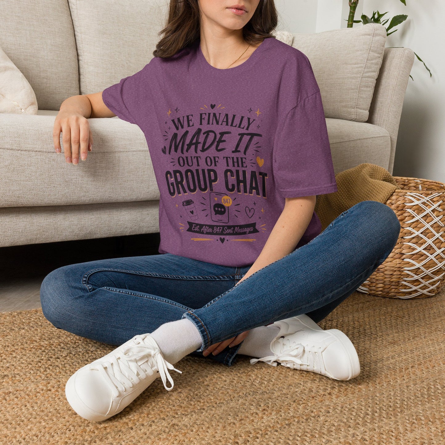 T-Shirt — “We Finally Made It Out of the Group Chat” Funny Friendship Tee
